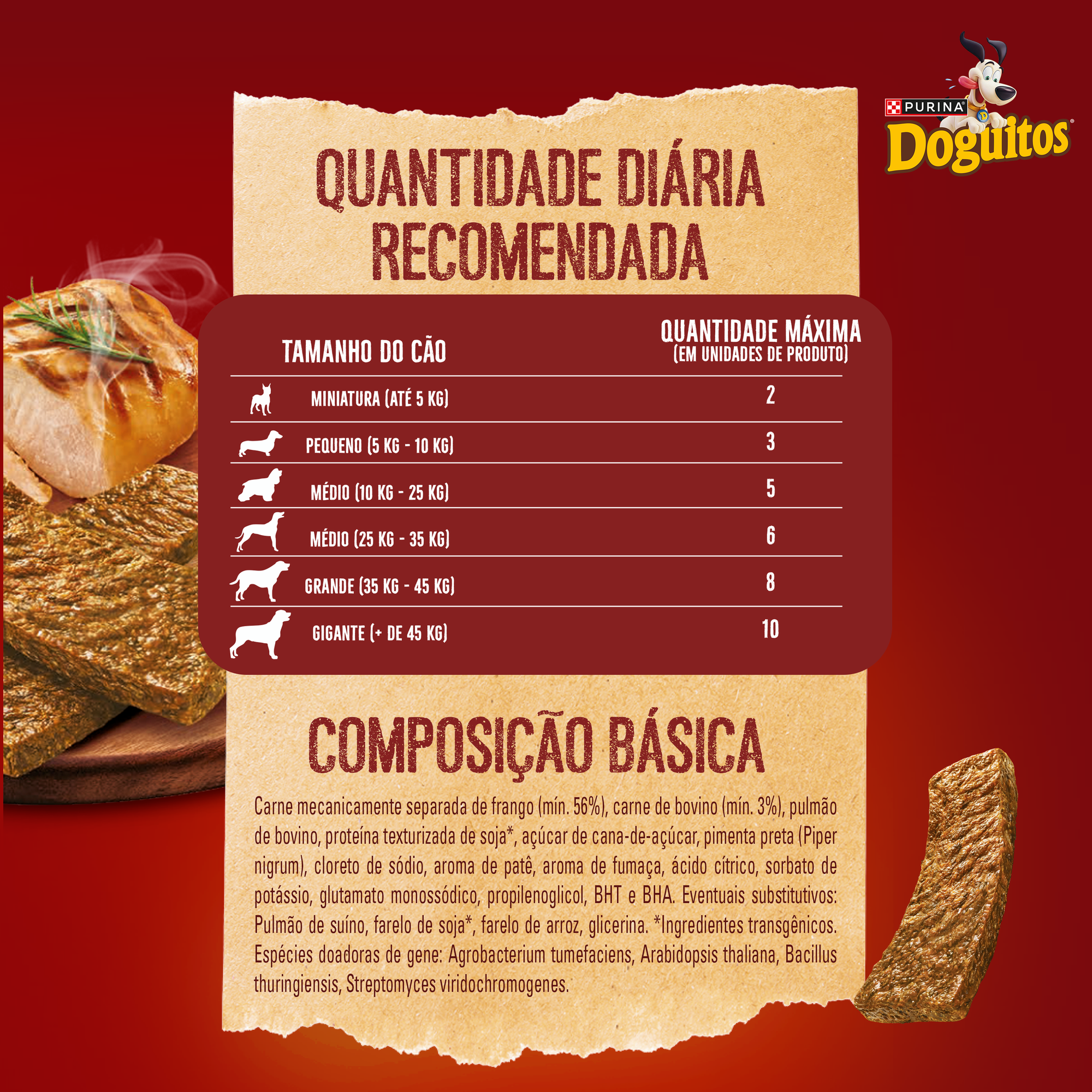 Informações de Petisco Bifinho PURINA® DOGUITOS® com Frango para Cães Adultos