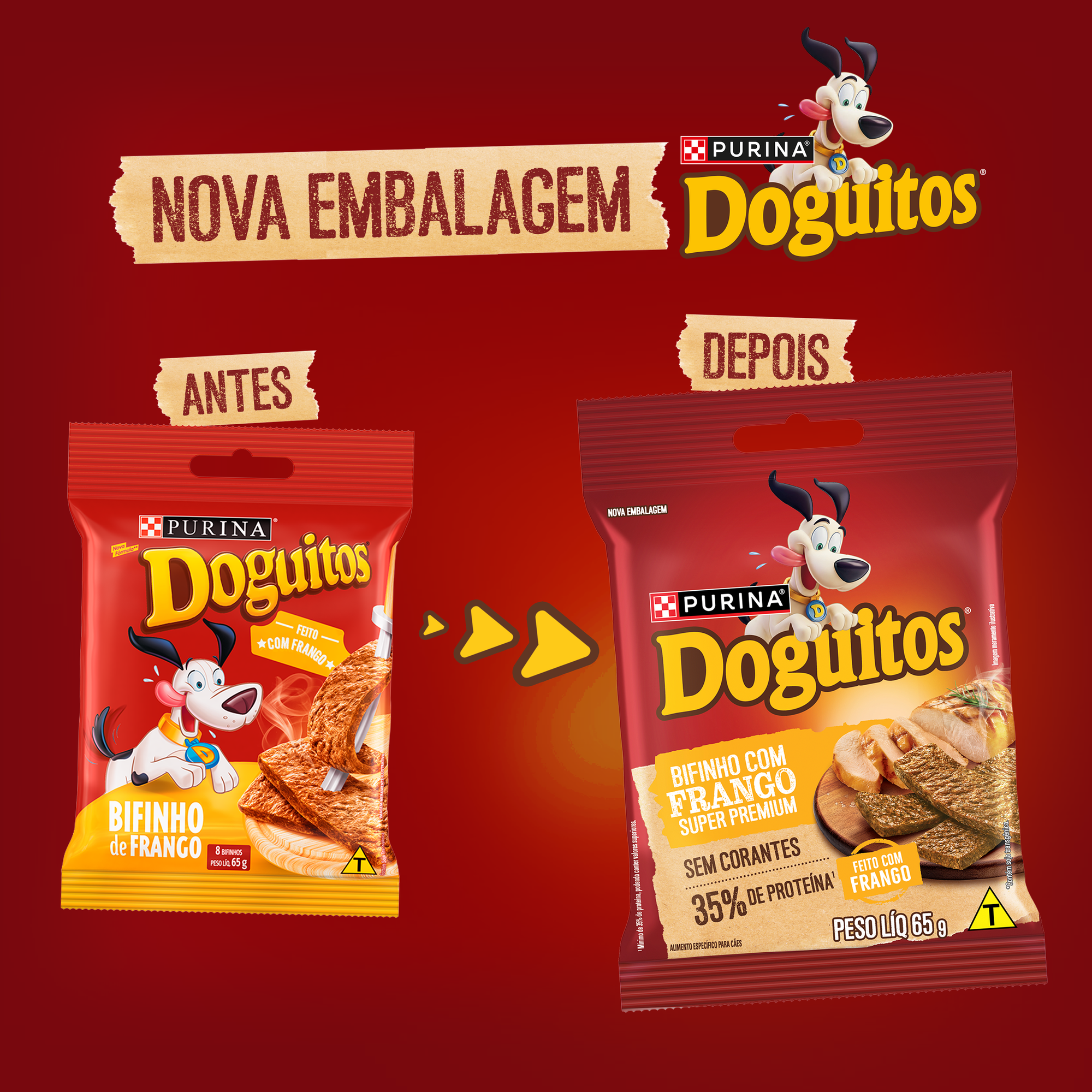 Informações de Petisco Bifinho PURINA® DOGUITOS® com Frango para Cães Adultos