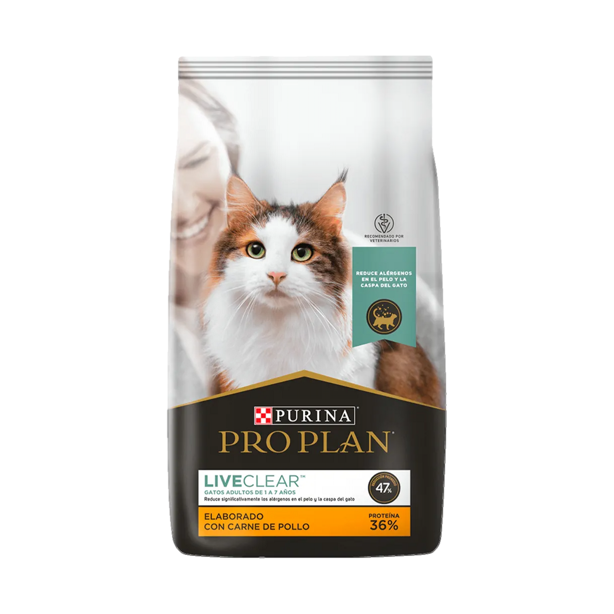 Embalagem de PRO PLAN® LiveClear para Gato Adulto sabor frango, vista frontal