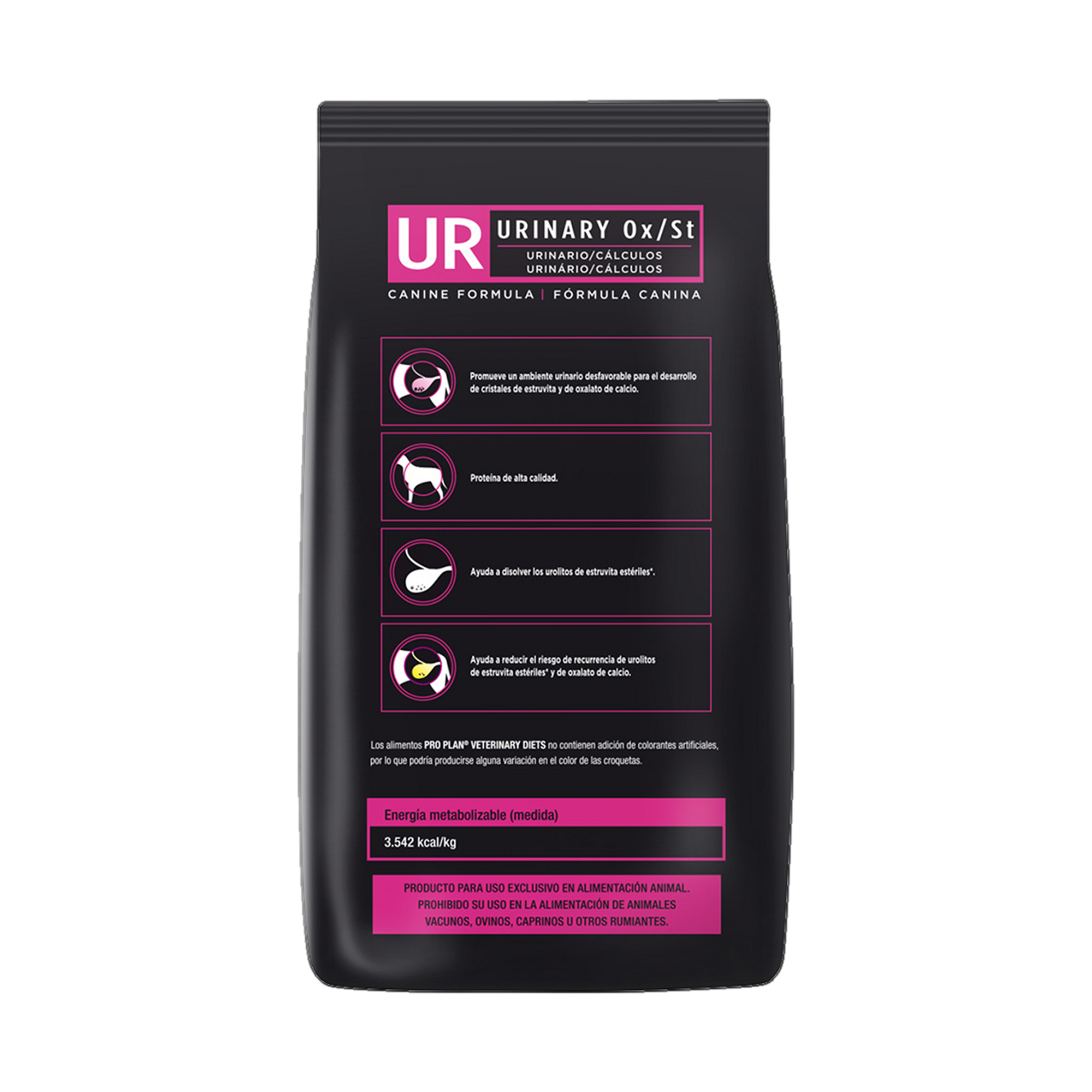 Embalagem de PRO PLAN® Veterinary Diets Trato Urinário para Cão Adulto todos os tamanhos sabor frango, vista traseira