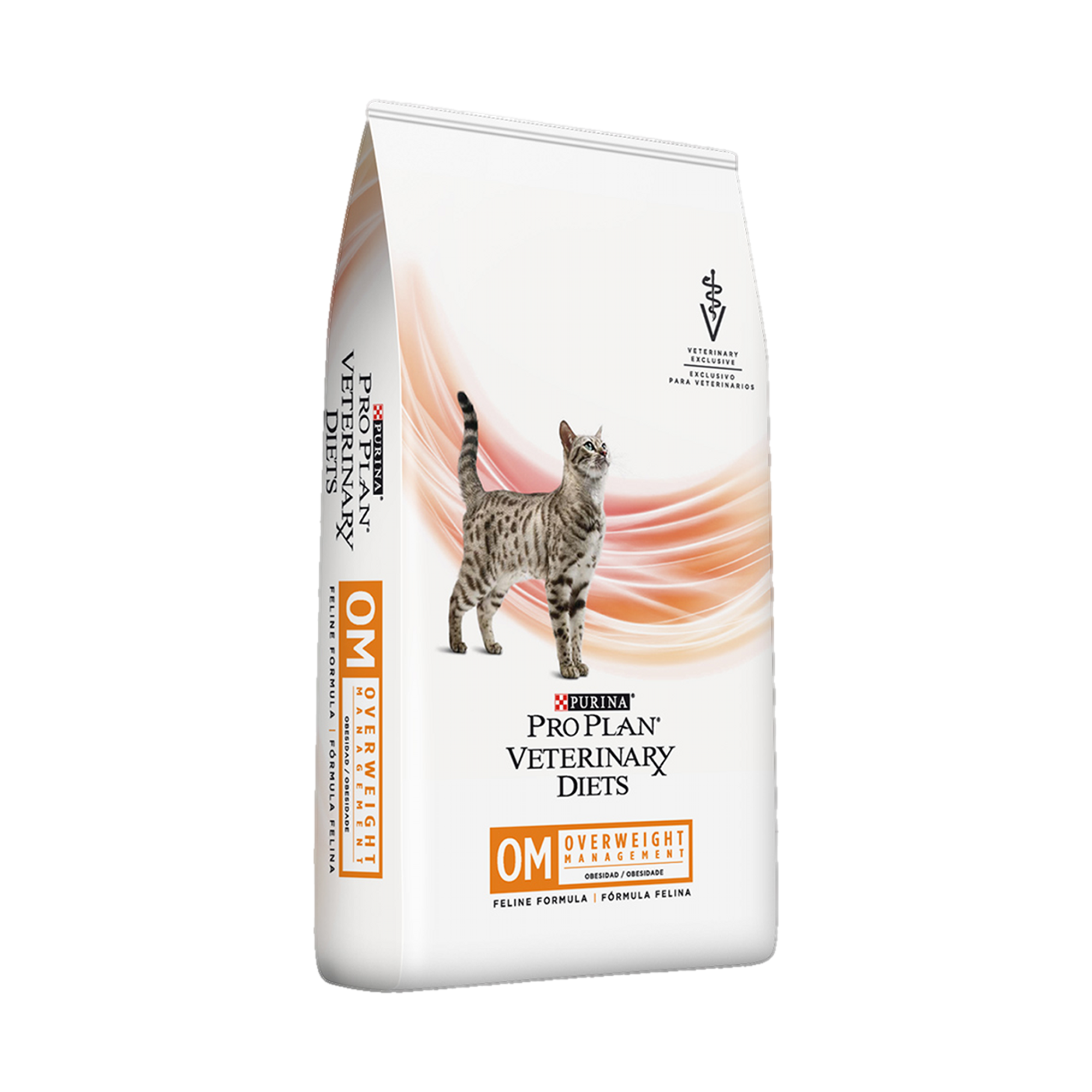 Embalagem de PRO PLAN® Veterinary Fln OM para Gato Adulto sabor frango, vista lateral