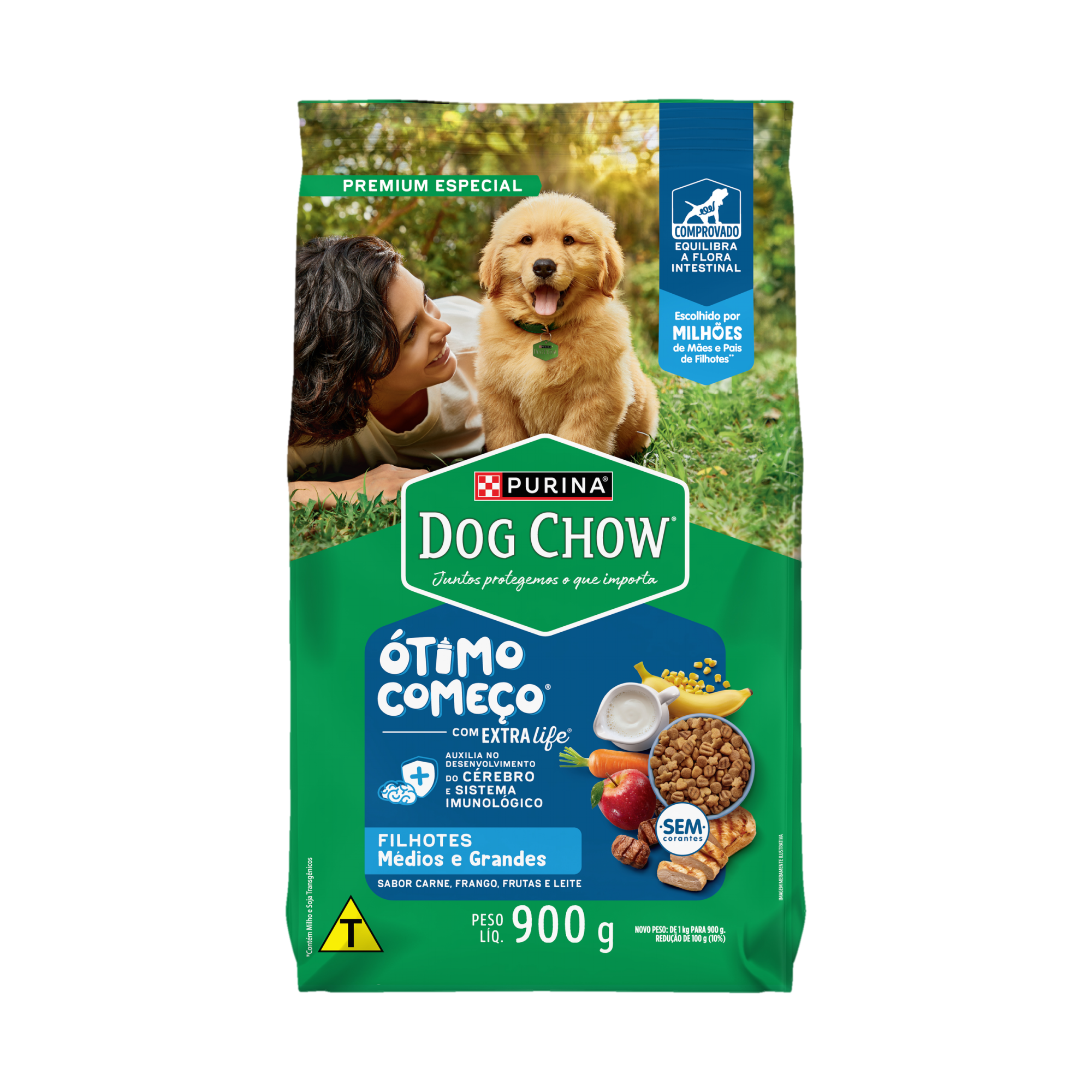 Embalagem de PURINA® DOG CHOW® ÓTIMO COMEÇO® Filhotes Médios & Grandes Carne, Frango & Arroz, vista frontal