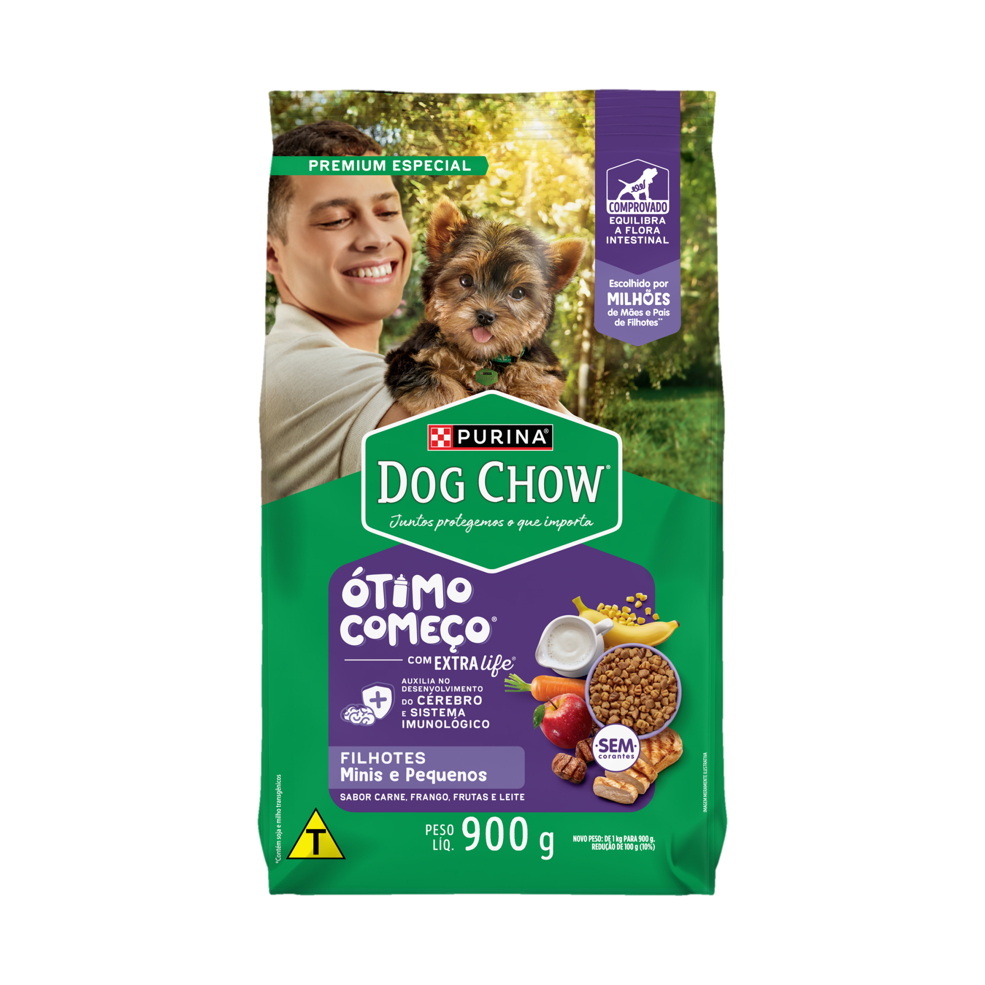 Embalagem de PURINA® DOG CHOW® ÓTIMO COMEÇO® Filhotes Minis & Pequenos Carne, Frango & Arroz, vista frontal
