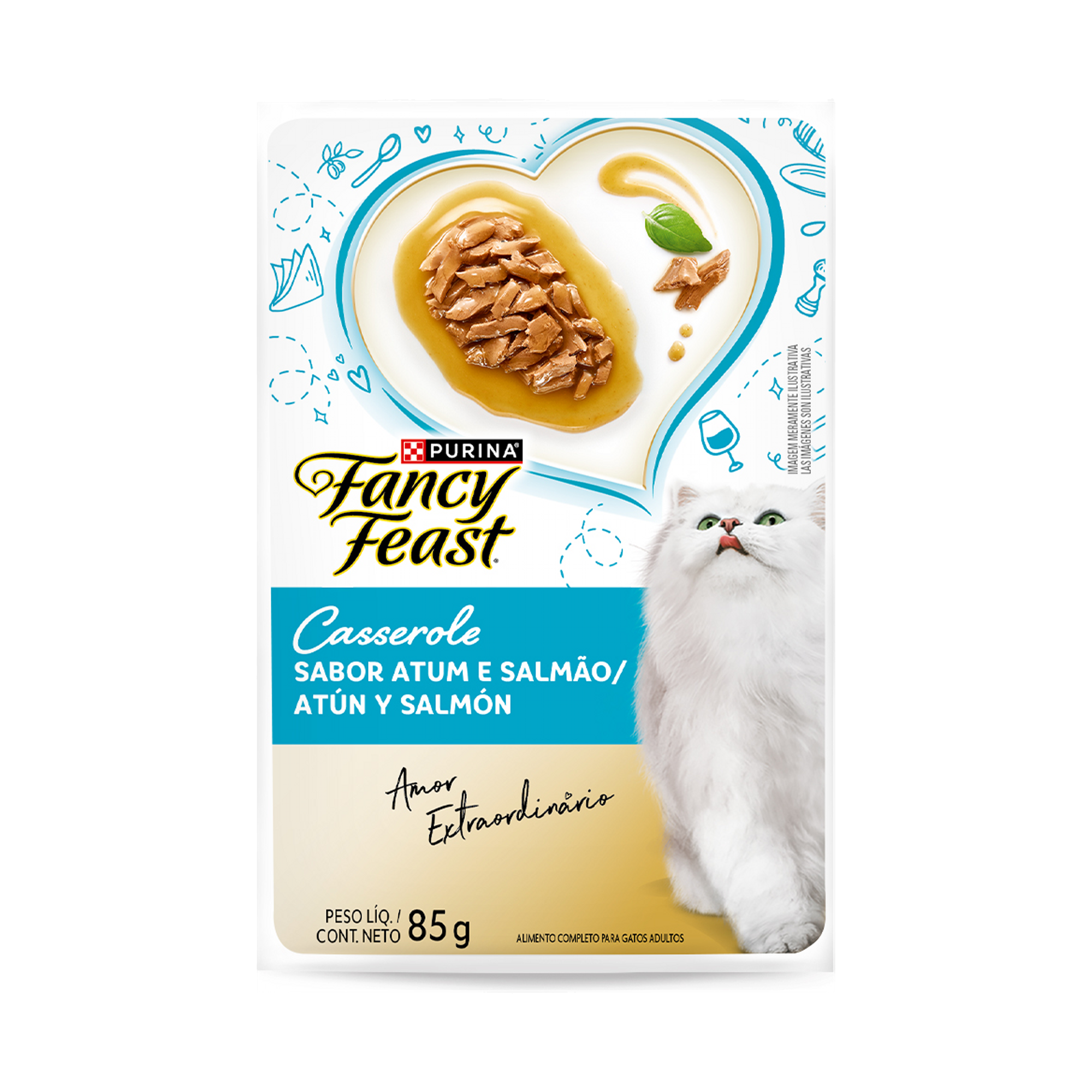 Embalagem de PURINA FANCY FEAST® Casserole Atum e Salmão, vista frontal