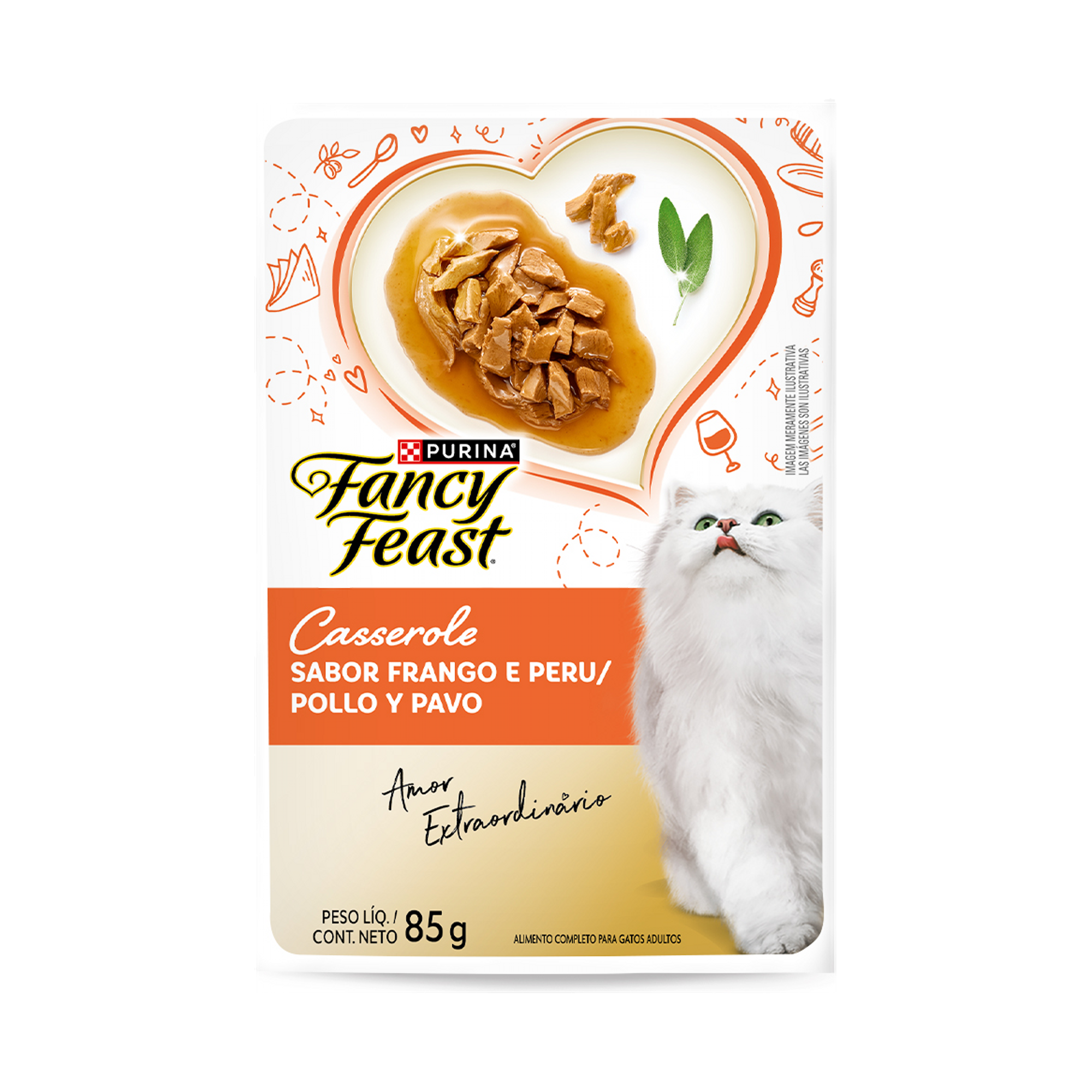 Embalagem de PURINA FANCY FEAST® Casserole Frango & Peru, vista frontal