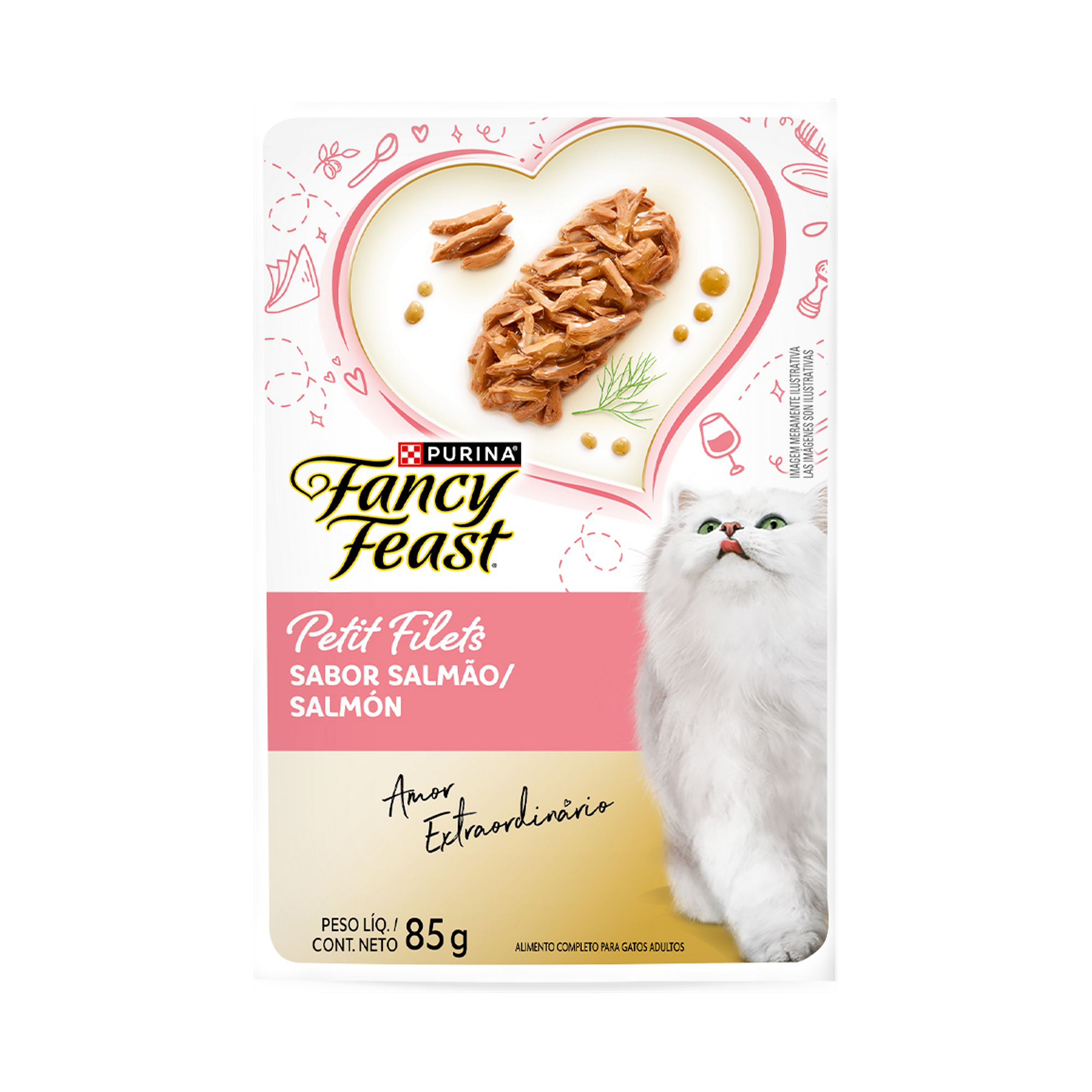 Embalagem de PURINA FANCY FEAST® Petit Filet Salmão, vista frontal