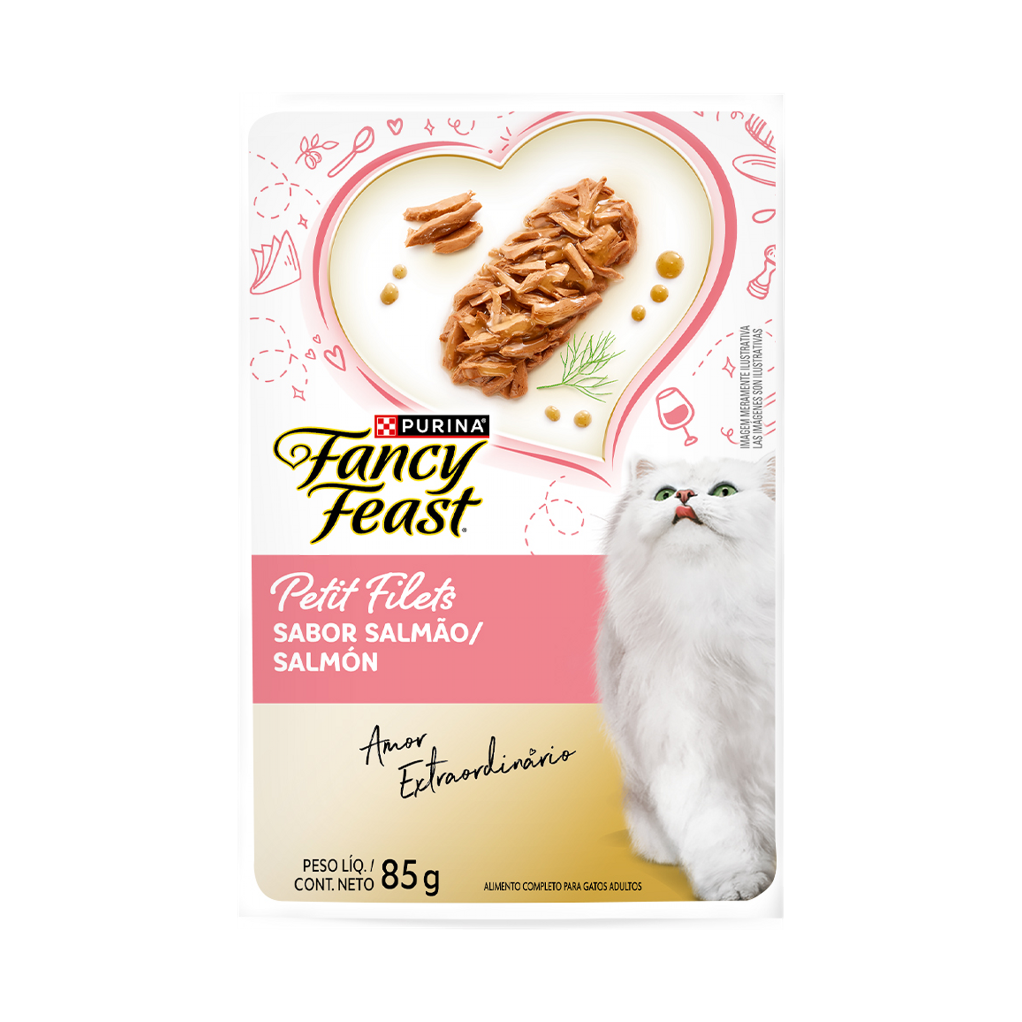 Embalagem de PURINA FANCY FEAST® Petit Filet Salmão, vista frontal