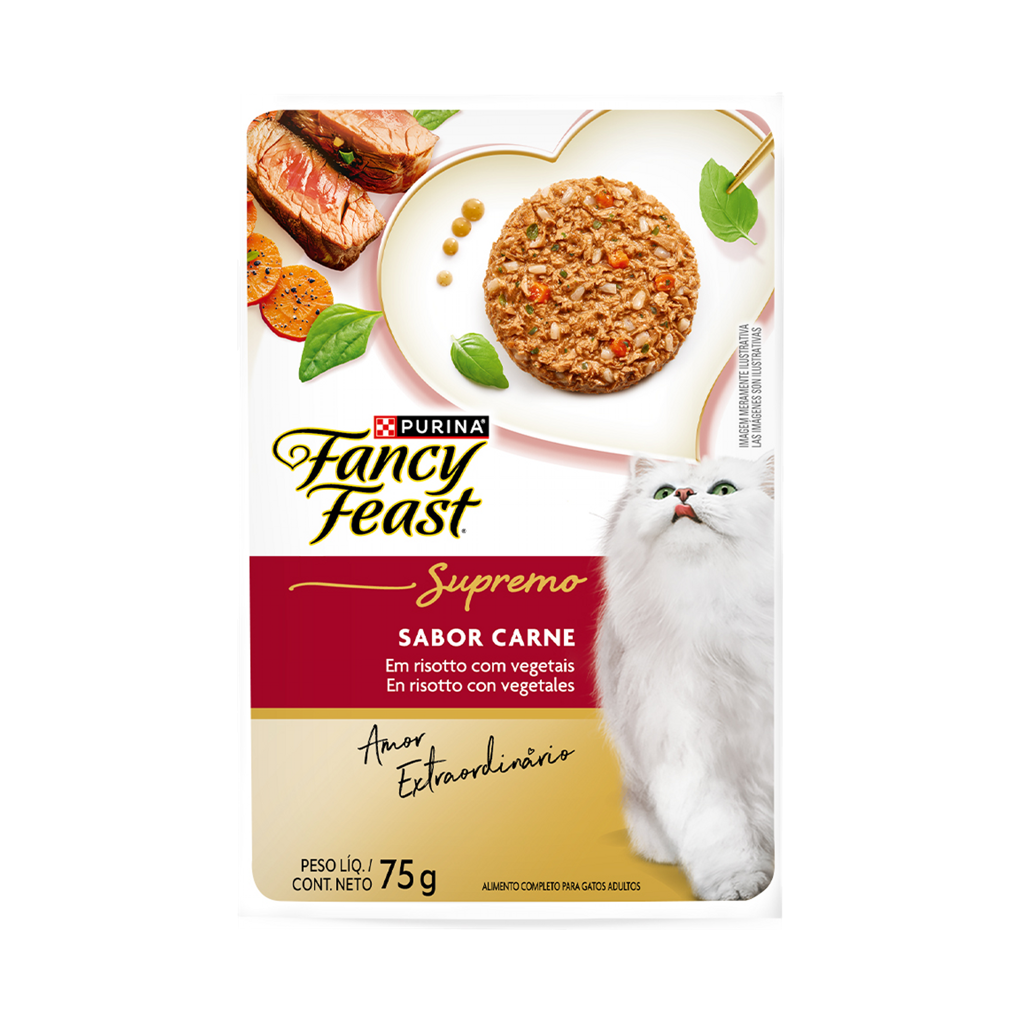 Embalagem de PURINA FANCY FEAST® Supremo Carne, vista frontal