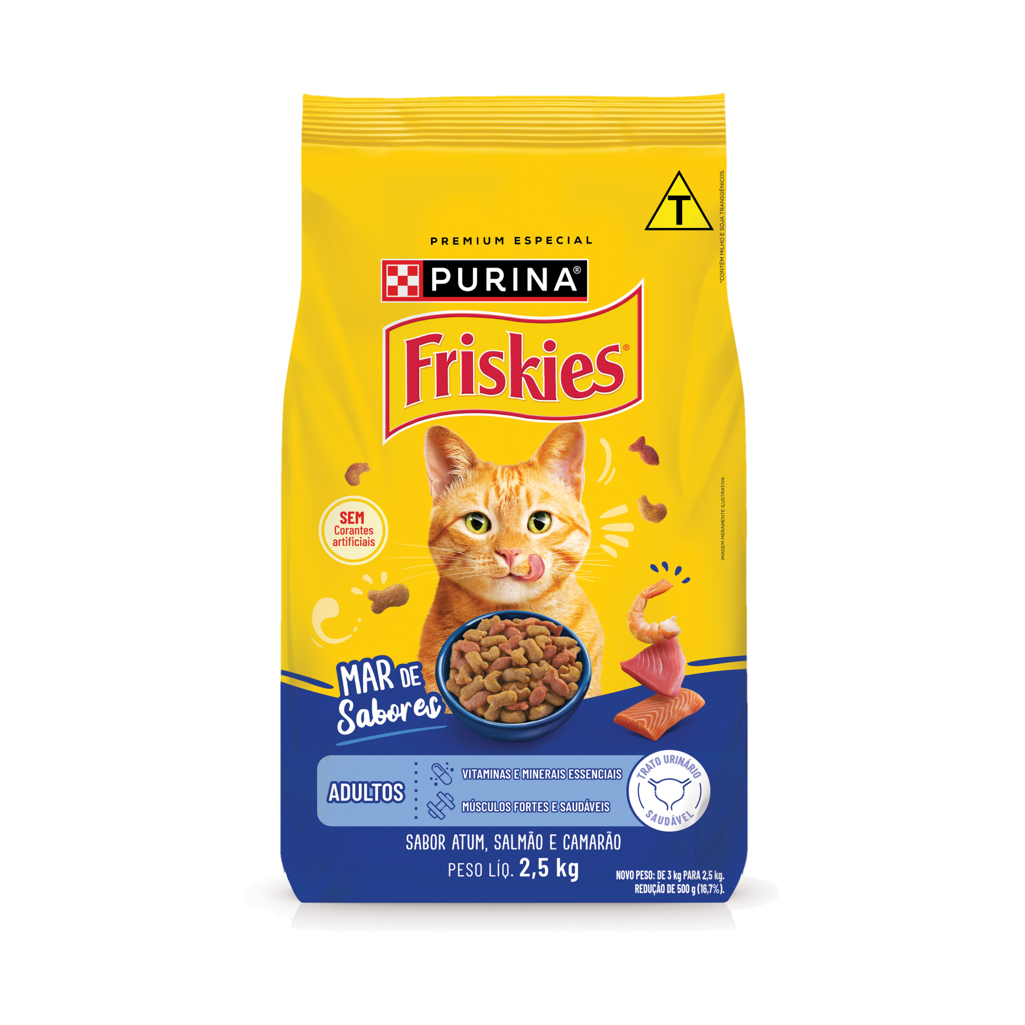 Embalagem de PURINA FRISKIES® Ração Seca para Gatos Adultos Mar de Sabores, vista frontal