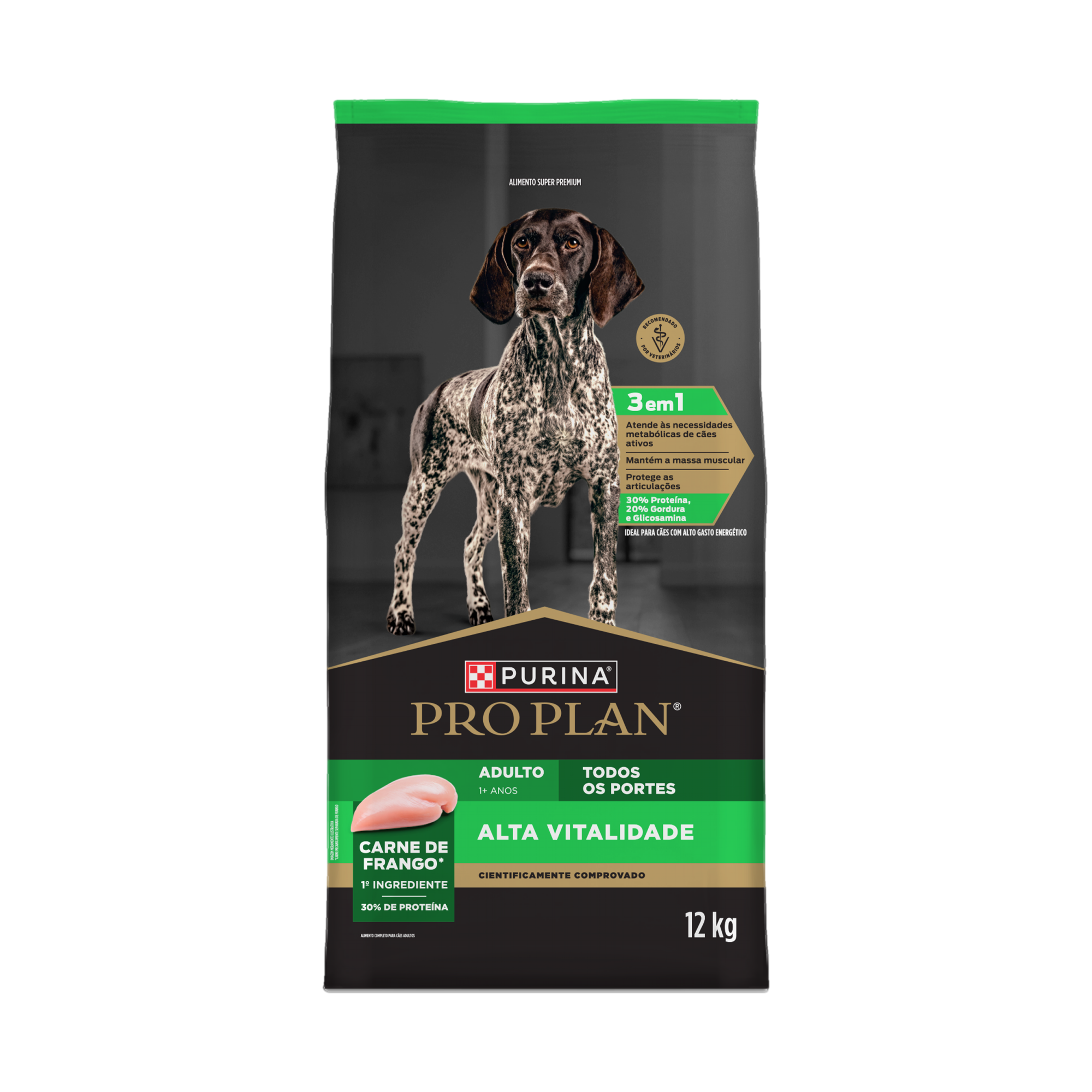 Embalagem de PURINA® PRO PLAN® Alta Vitalidade Adultos Todos os Tamanhos, vista frontal