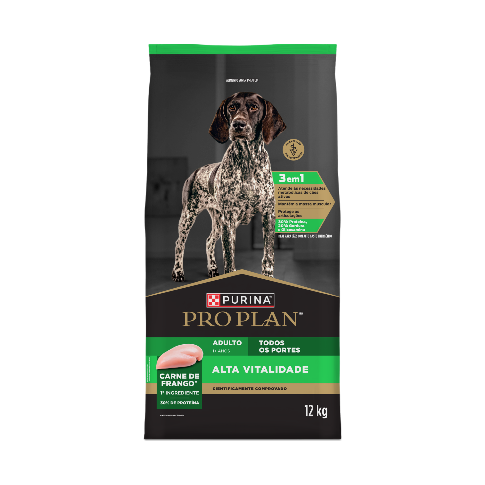 Embalagem de PURINA® PRO PLAN® Alta Vitalidade Adultos Todos os Tamanhos, vista frontal
