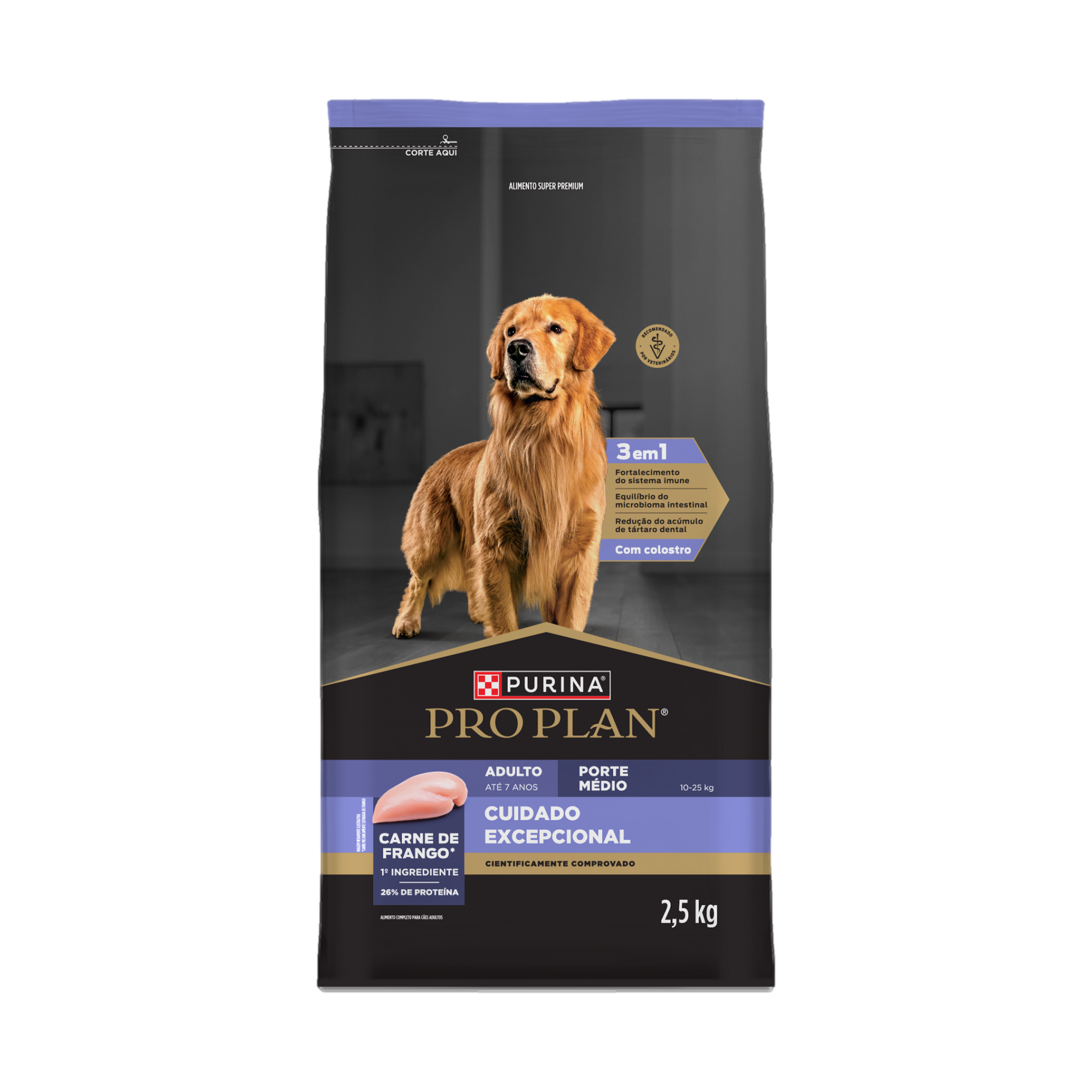 Embalagem de PURINA® PRO PLAN® Cuidado Excepcional Adulto Médio, vista frontal