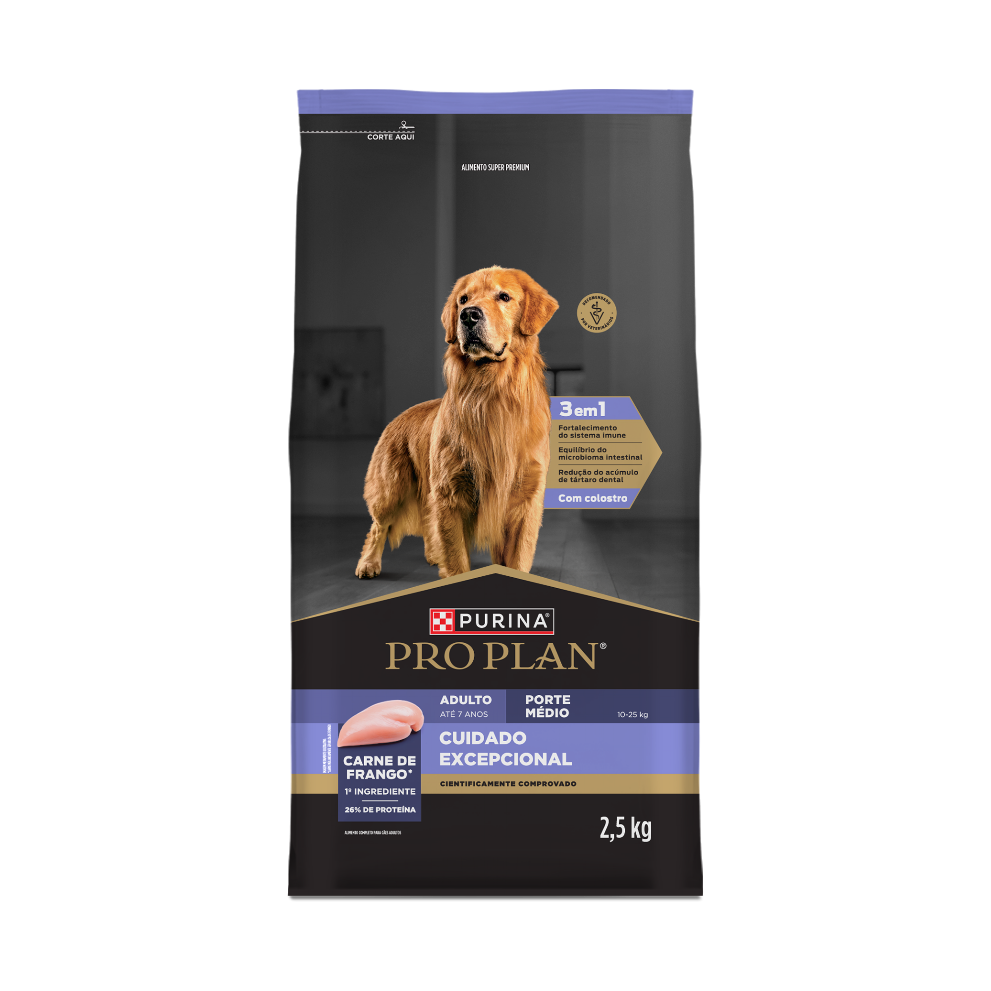 Embalagem de PURINA® PRO PLAN® Cuidado Excepcional Adulto Médio, vista frontal