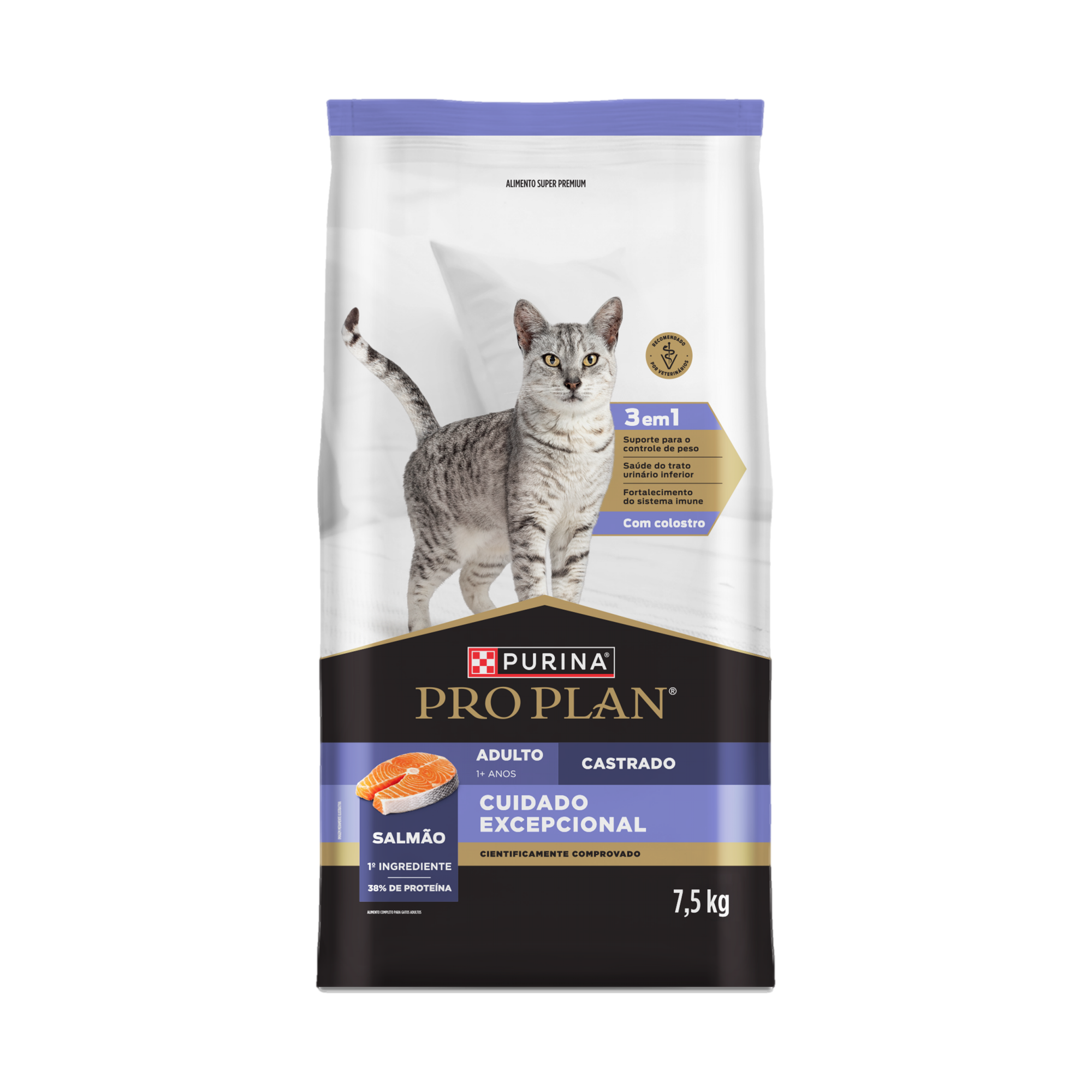 Embalagem de PURINA® PRO PLAN® Cuidado Excepcional Castrado com Salmão, vista frontal