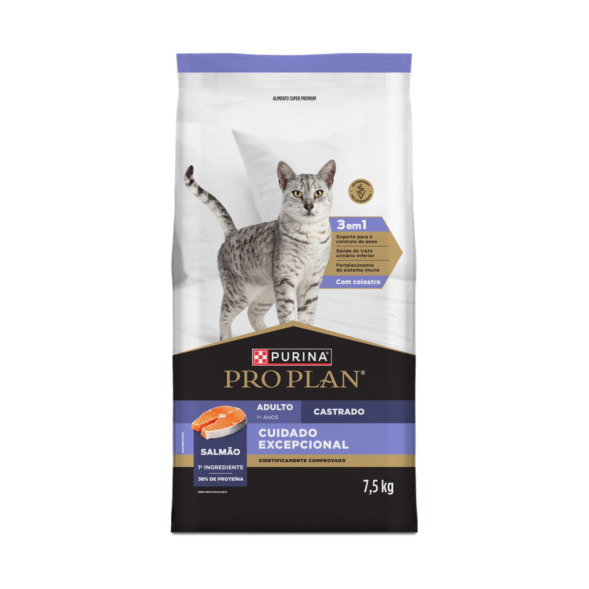 Embalagem de PURINA® PRO PLAN® Cuidado Excepcional Castrado com Salmão, vista frontal