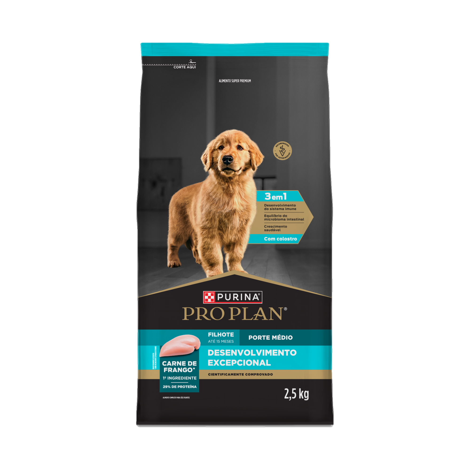 Embalagem de PURINA® PRO PLAN® Desenvolvimento Excepcional Filhote Porte Médio, vista frontal