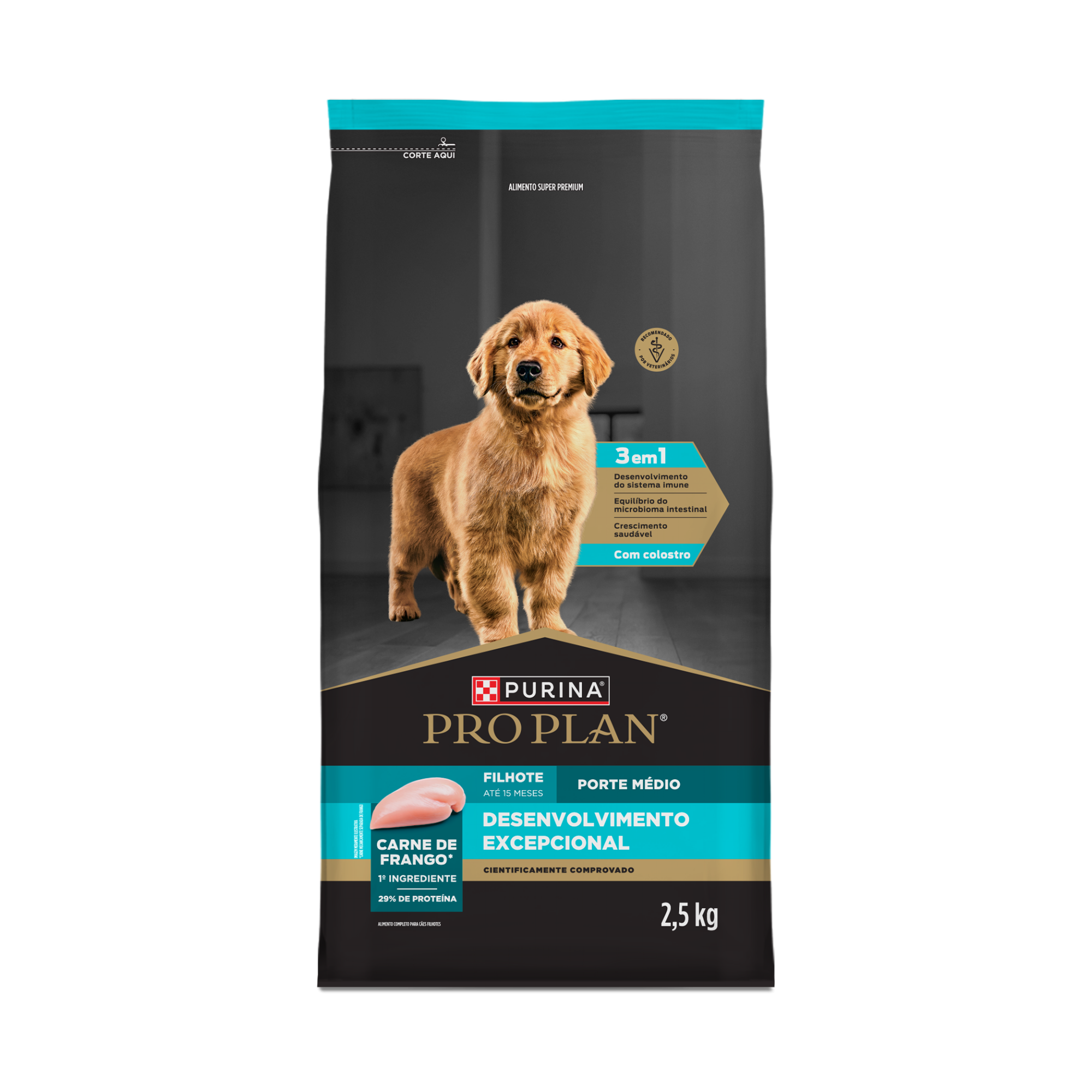 Embalagem de PURINA® PRO PLAN® Desenvolvimento Excepcional Filhote Porte Médio, vista frontal