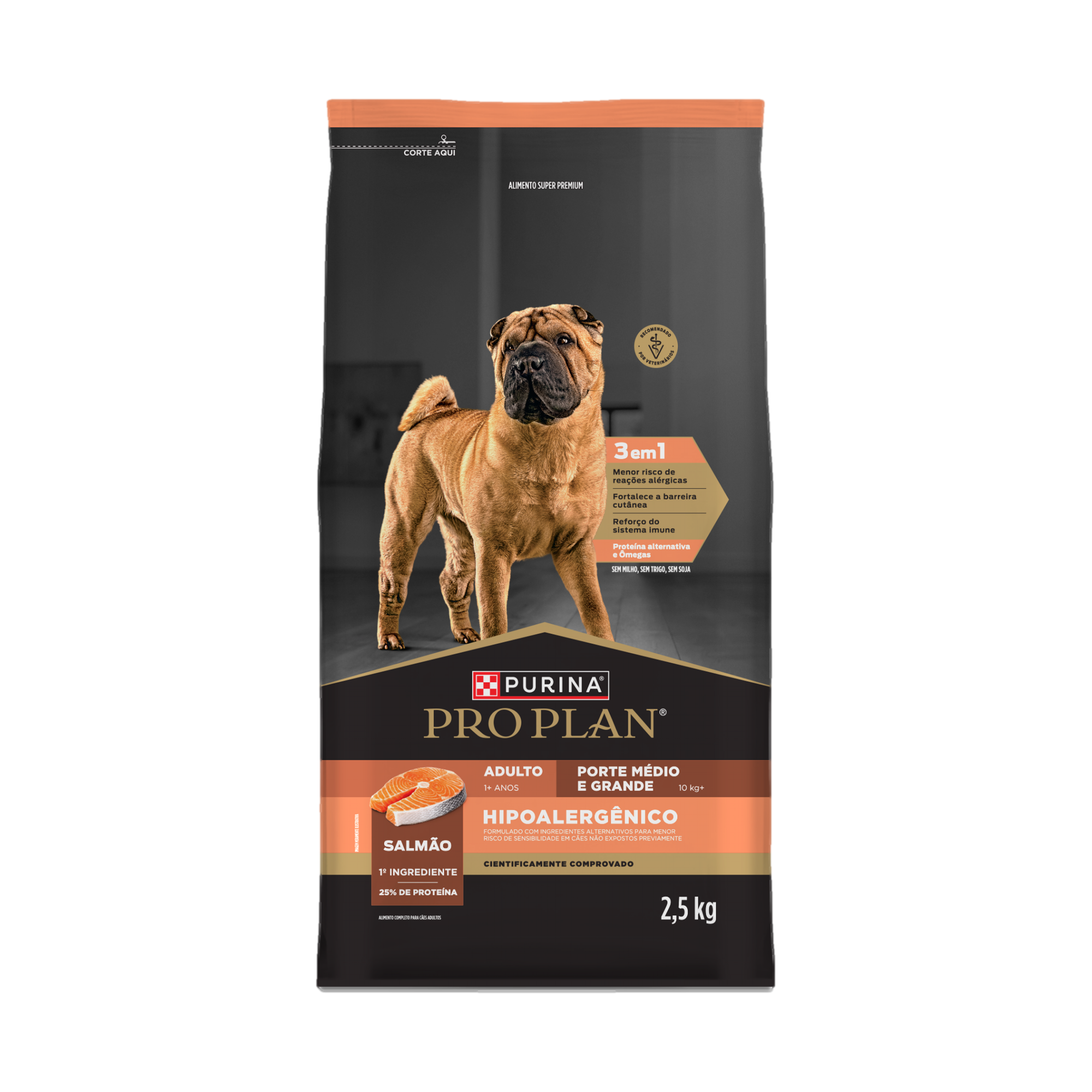 Embalagem de PURINA® PRO PLAN® Hipoalergênico Médios e Grandes, vista frontal