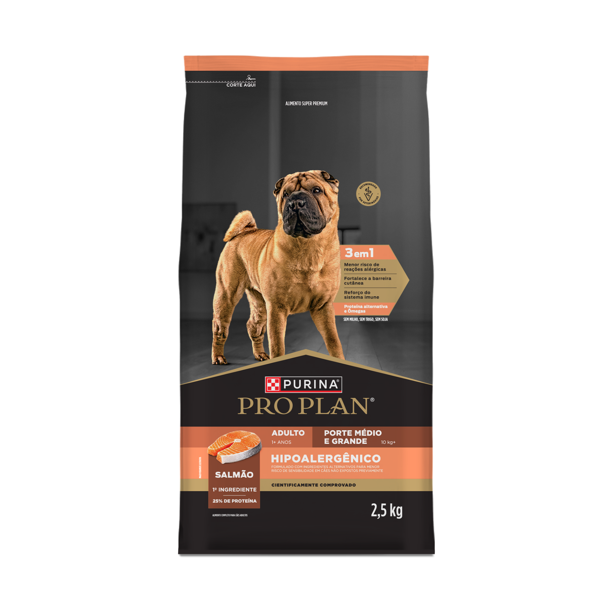 Embalagem de PURINA® PRO PLAN® Hipoalergênico Médios e Grandes, vista frontal