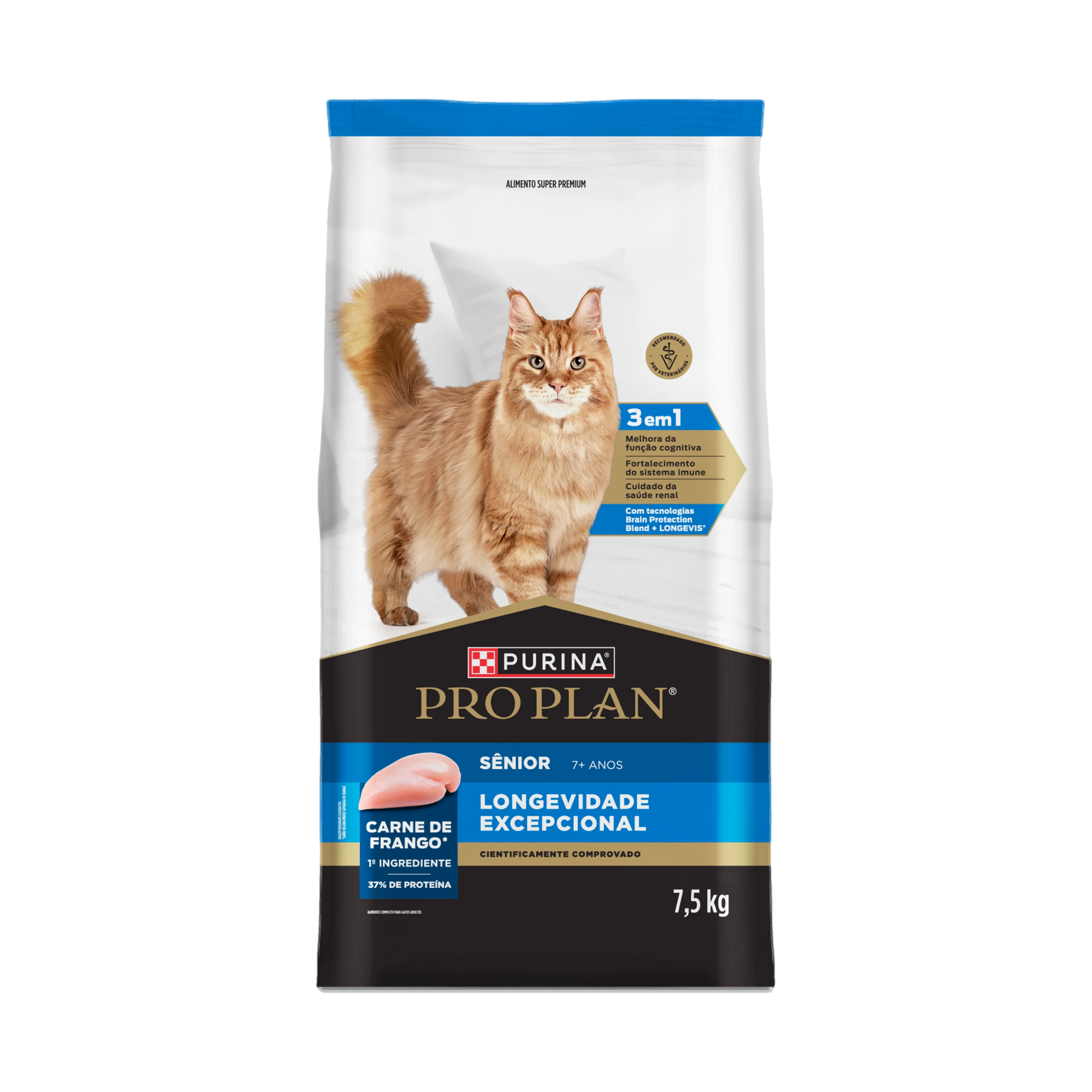 Embalagem de PURINA® PRO PLAN® Longevidade Excepcional Sênior 7+ Anos, vista frontal