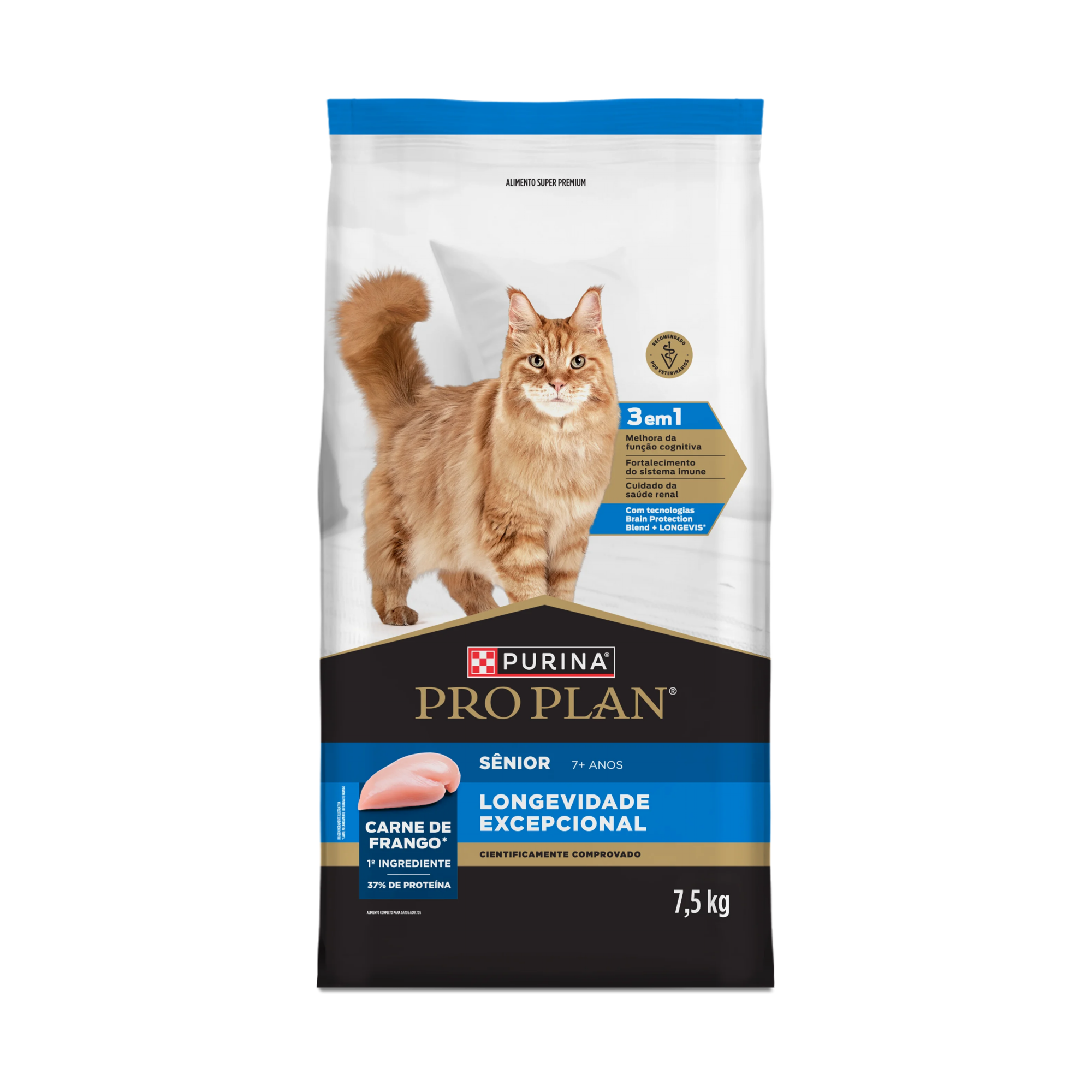 Embalagem de PURINA® PRO PLAN® Longevidade Excepcional Sênior 7+ Anos, vista frontal