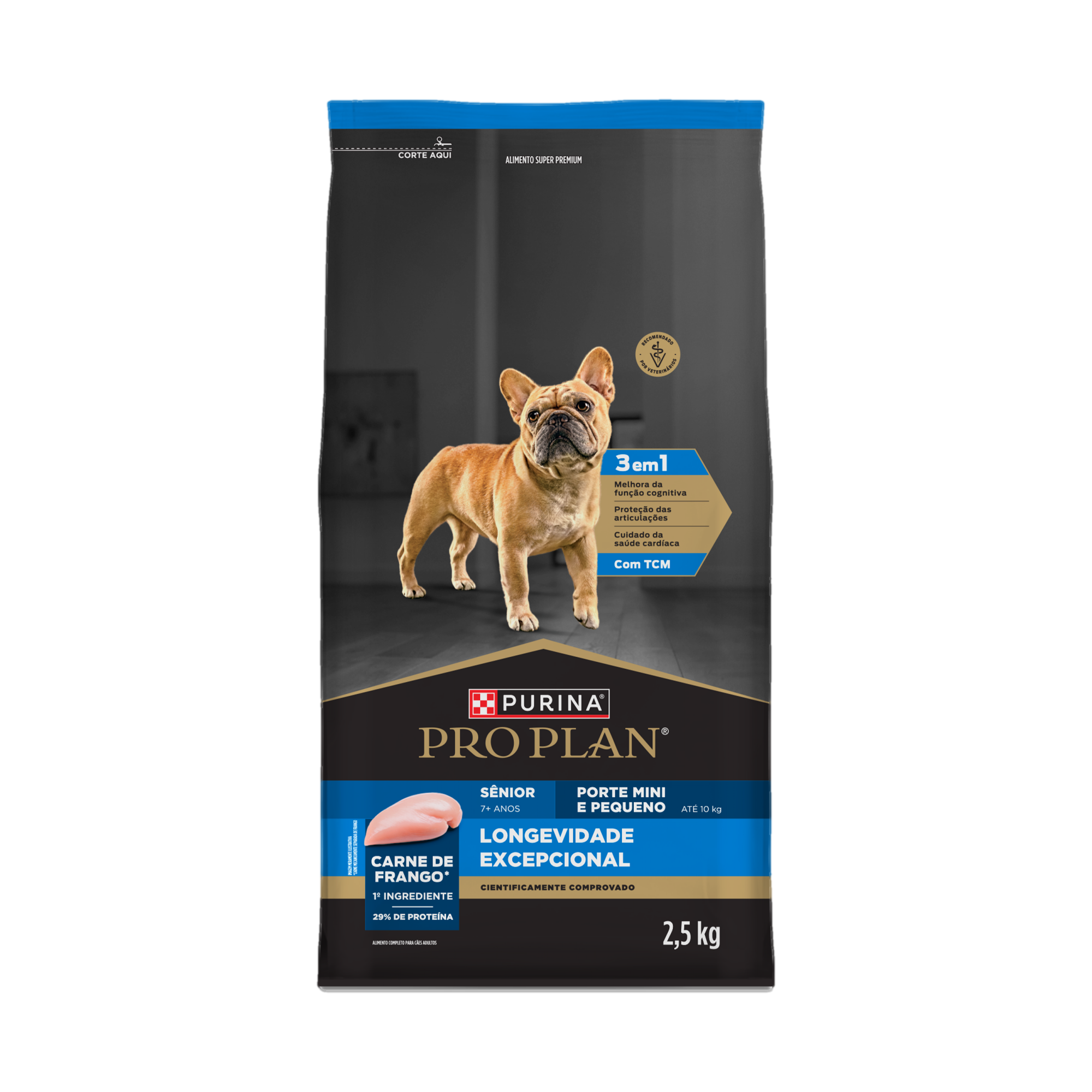 Embalagem de PURINA® PRO PLAN® Longevidade Excepcional Sênior 7+ Porte Mini e Pequeno, vista frontal