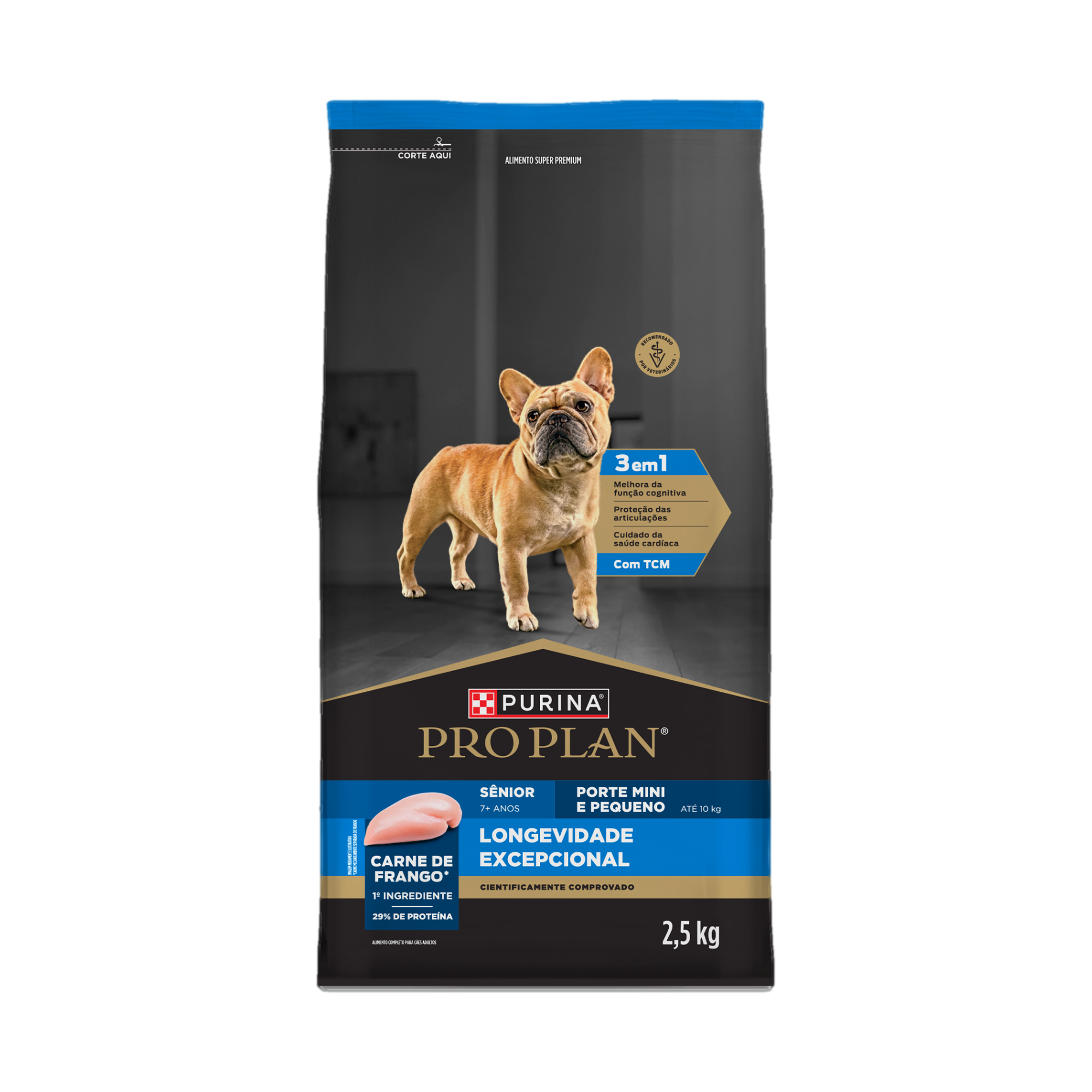 Embalagem de PURINA® PRO PLAN® Longevidade Excepcional Sênior 7+ Porte Mini e Pequeno, vista frontal