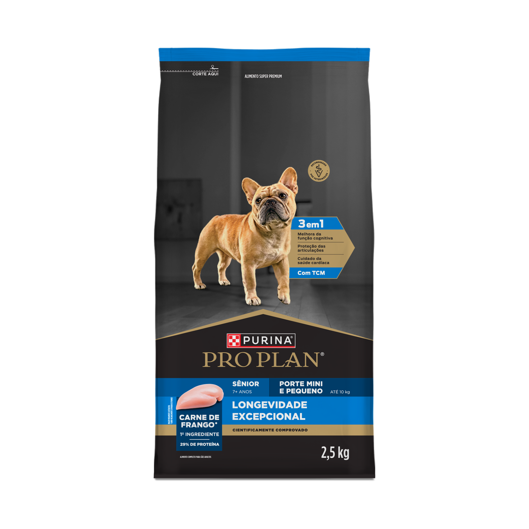 Embalagem de PURINA® PRO PLAN® Longevidade Excepcional Sênior 7+ Porte Mini e Pequeno, vista frontal