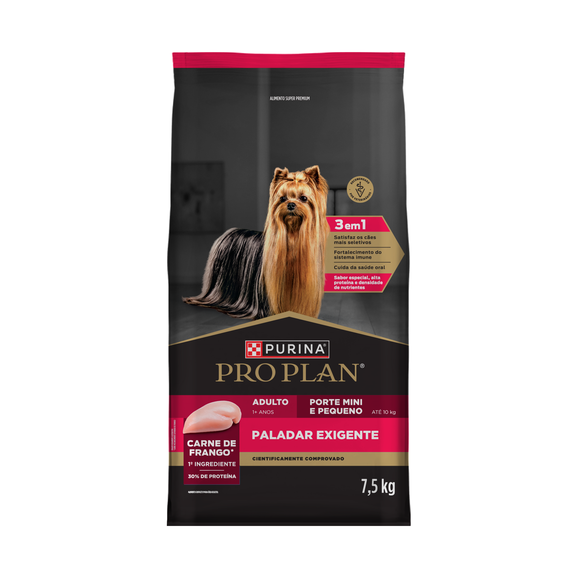 Embalagem de PURINA® PRO PLAN® Paladar Exigente Adultos Minis e Pequenos, vista frontal