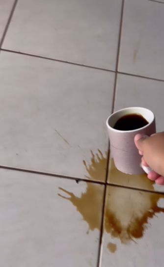 Jogar café no chão para evitar xixi de cachorro pode funcionar (Créditos: Instagram/casadacris_ofc)
