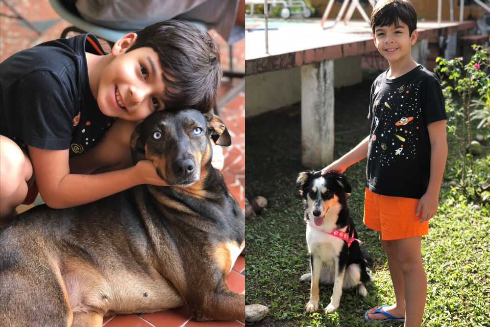 Dia das crianças pet: Gabriel Cortez com duas vira-latas, a Bibi e a Saroca
