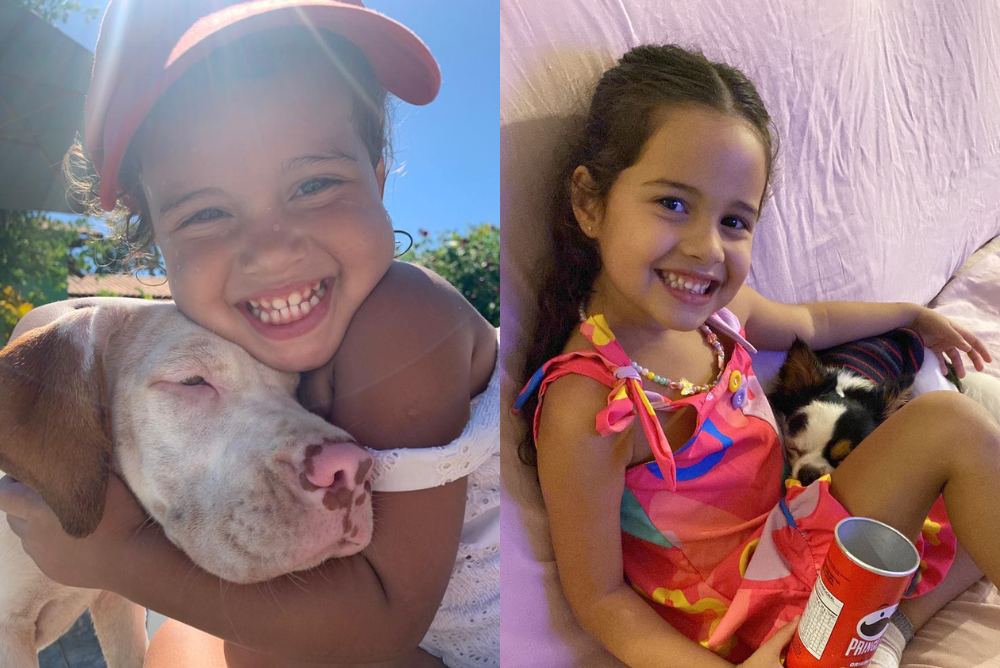 Cachorro e criança: Maria tem 5 aninhos e não desgruda de seus cães