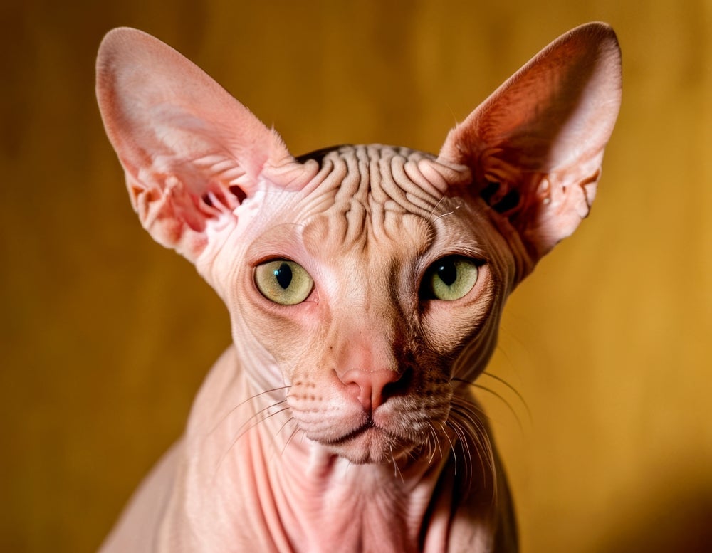 O Sphynx é um gato sem pelo muito fiel e inteligente