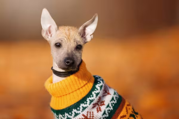 Xoloitzcuintle amarelo com casaquinho