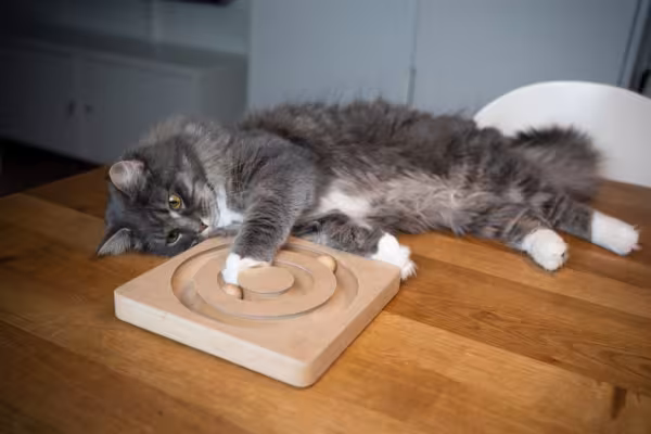 maine coon brincando com brinquedo para gatos
