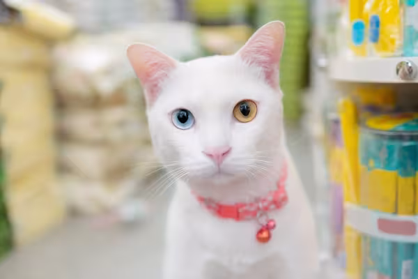 gato branco com heterocromia