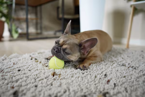 Bulldog Francês brincando com bolinha