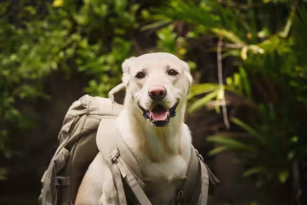 Até aqueles cães aventureiros precisam da sua mochila!