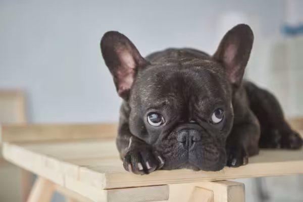 A raça Bulldog Francês também pode ser encontrada com a cor de pelagem totalmente preta
