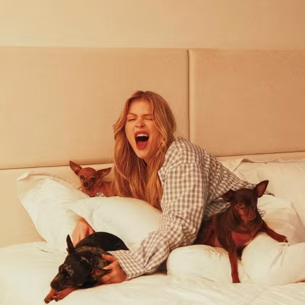 Luisa Sonza com cachorros na cama