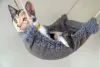 A rede para gato que fica embaixo da cadeira cabe em qualquer lugar