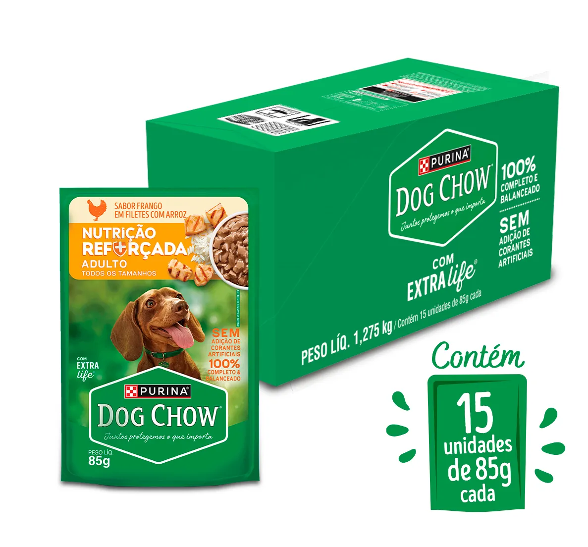 Dog Chow sachê ração úmida para cães adulto sabor frango com arroz 85g