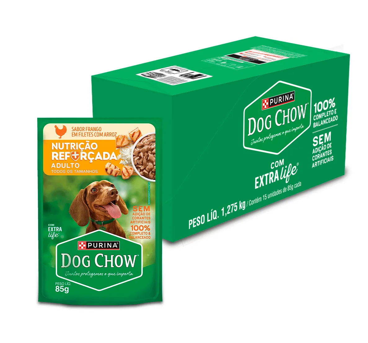 Dog Chow sachê ração úmida para cães adulto sabor frango com arroz 85g