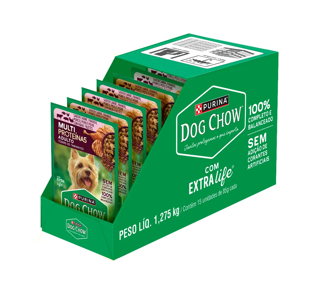 Dog Chow ração úmida para cães multi proteínas carne frango porco peru peixe 85g