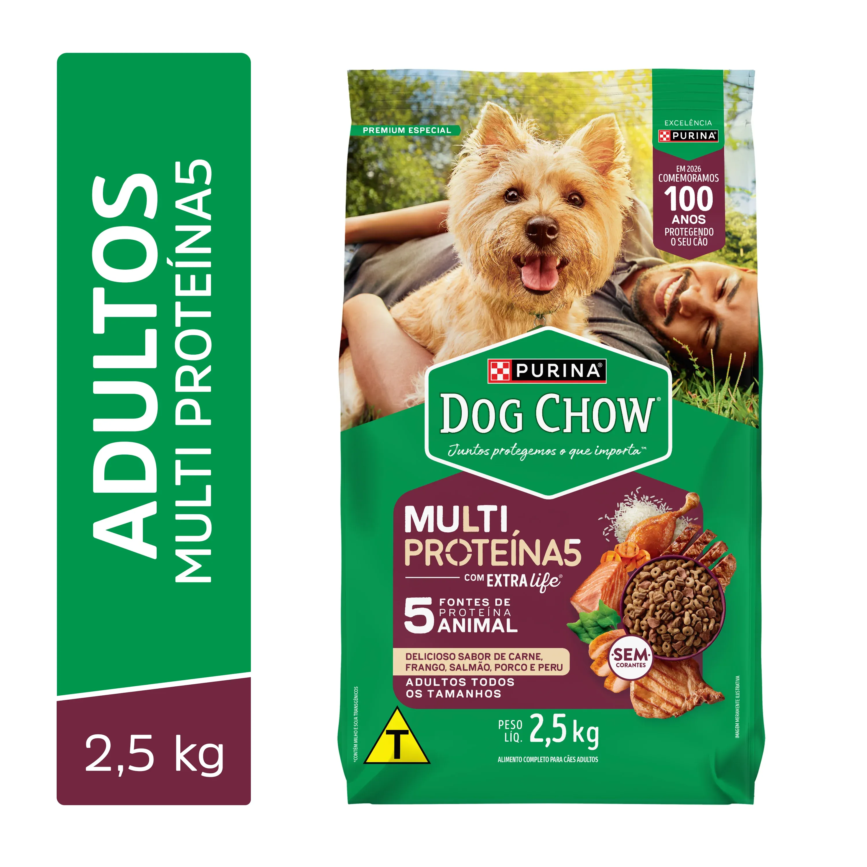 Embalagem de Dog Chow Multiproteína Ração para Cães Adultos Purina
