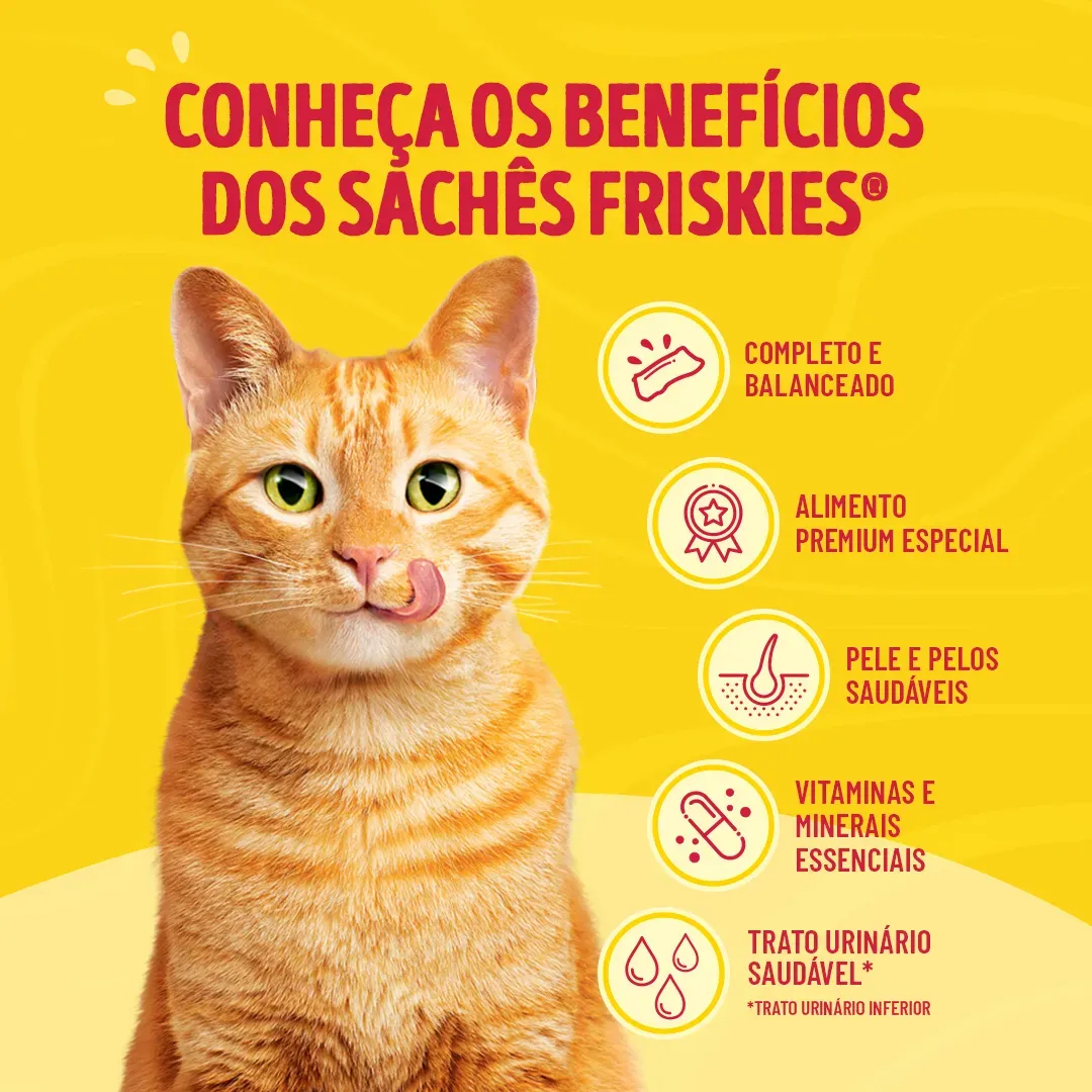 Ração úmida para gatos adultos Friskies® Patê Sensações sabor Atum, Salmão e Sardinha