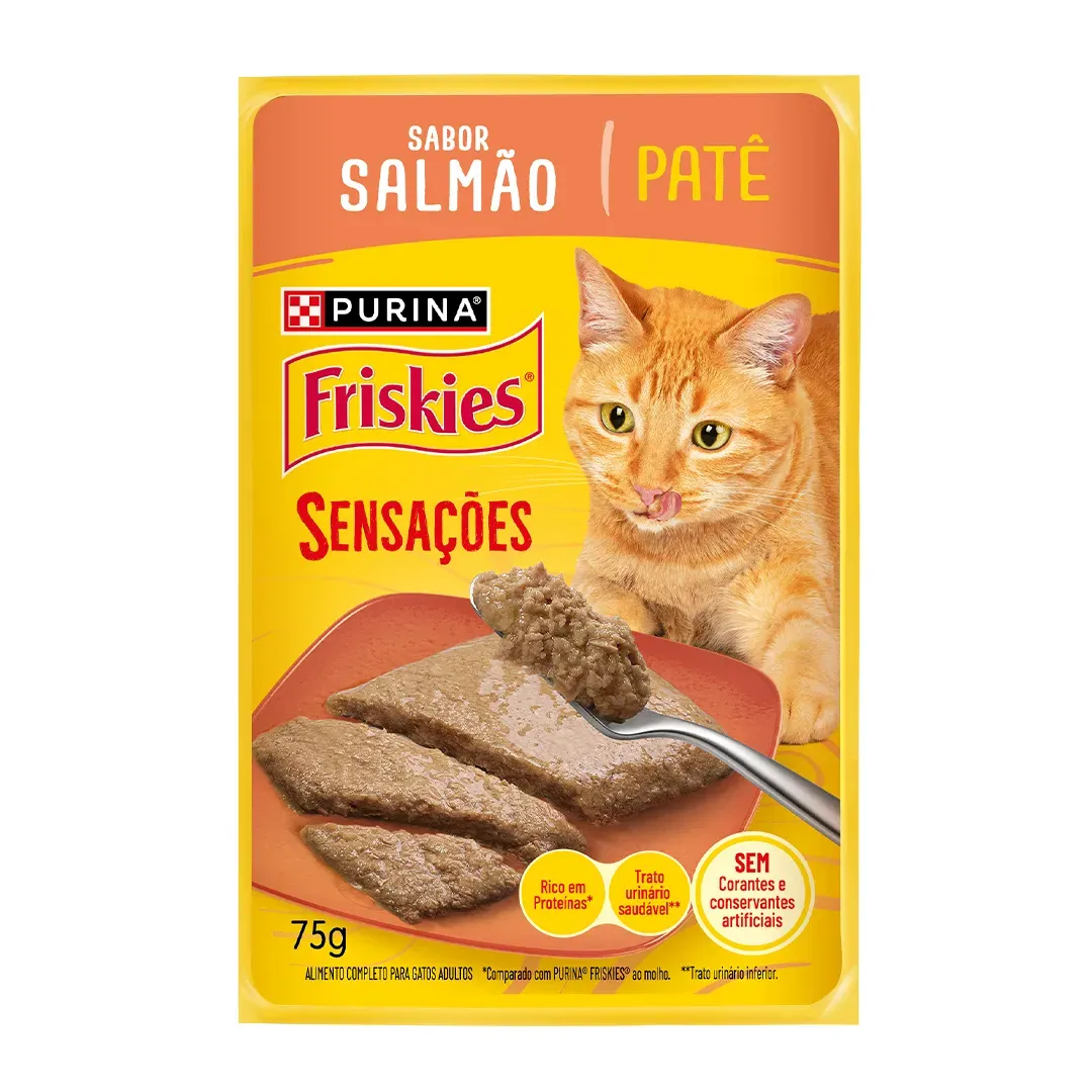 Ração úmida para gatos adultos Friskies® Patê Sensações sabor Salmão