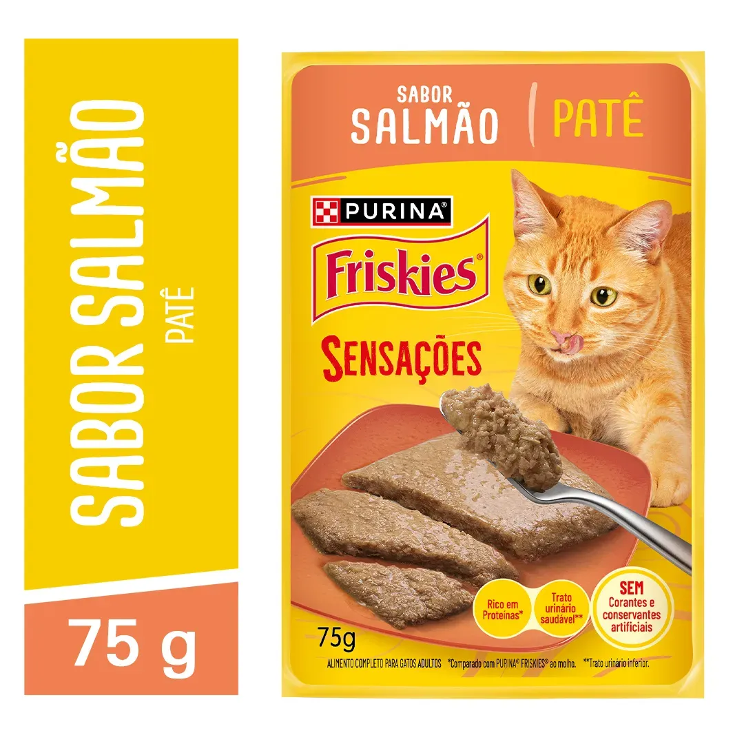 Ração úmida para gatos adultos Friskies® Patê Sensações sabor Salmão