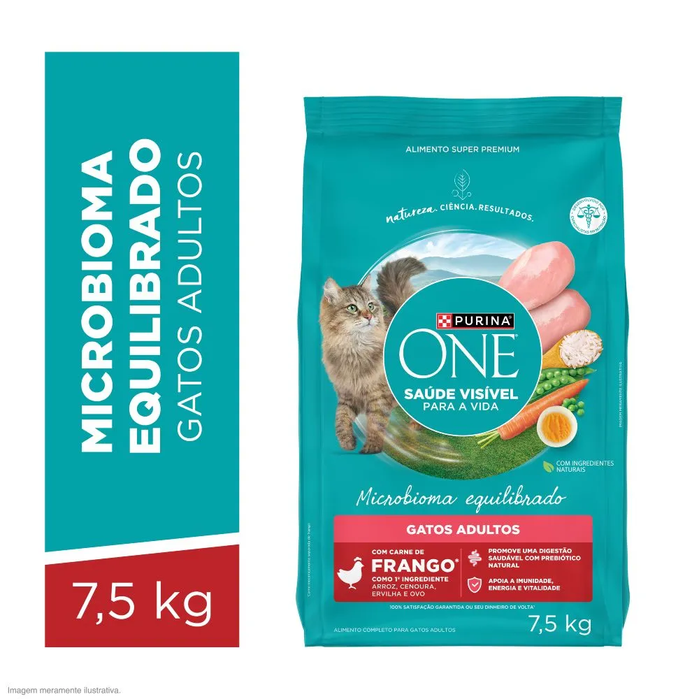 Purina One ração para gatos adultos com frango para um microbioma equilibrado