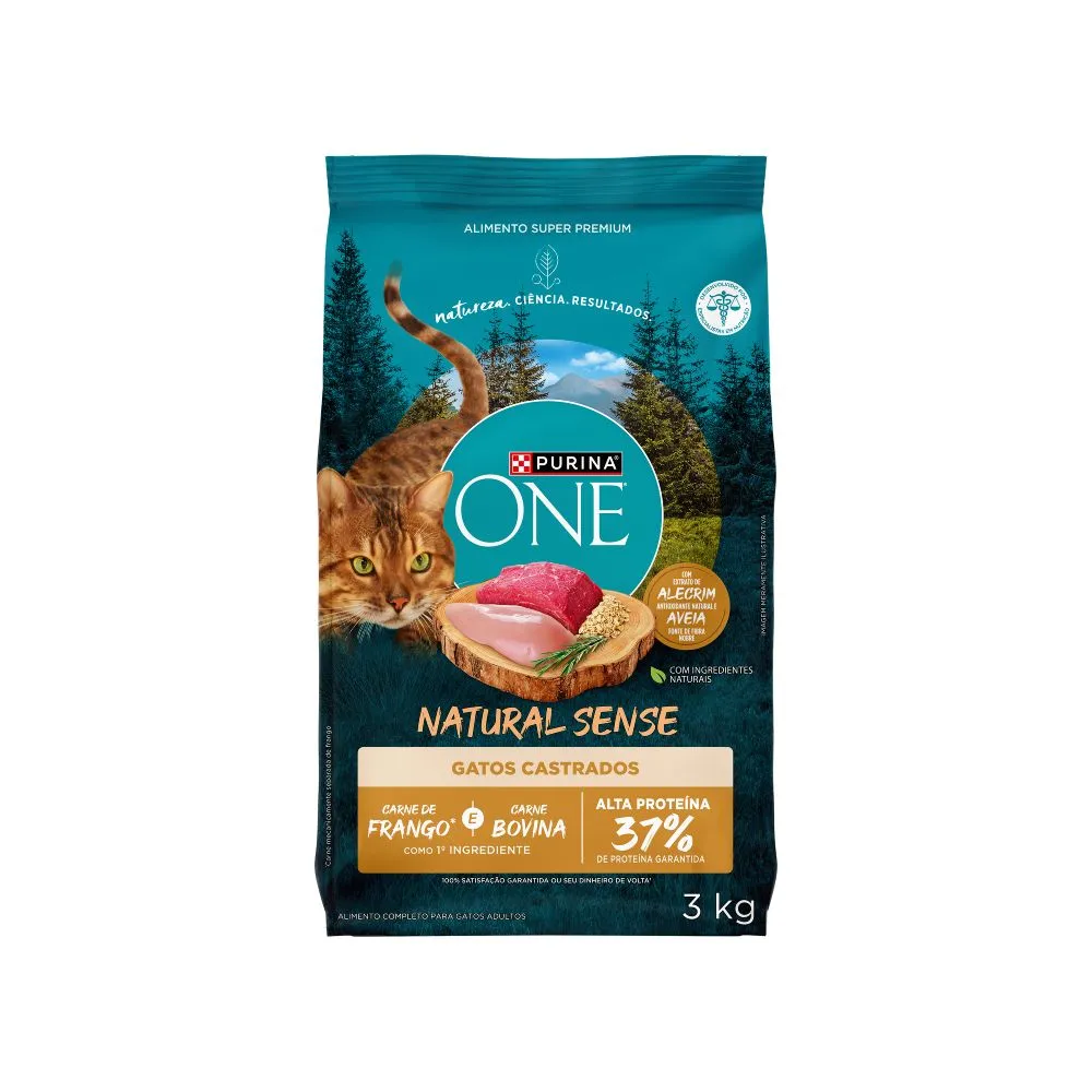 Purina One ração para gatos adultos castrados com frango e carne bovina
